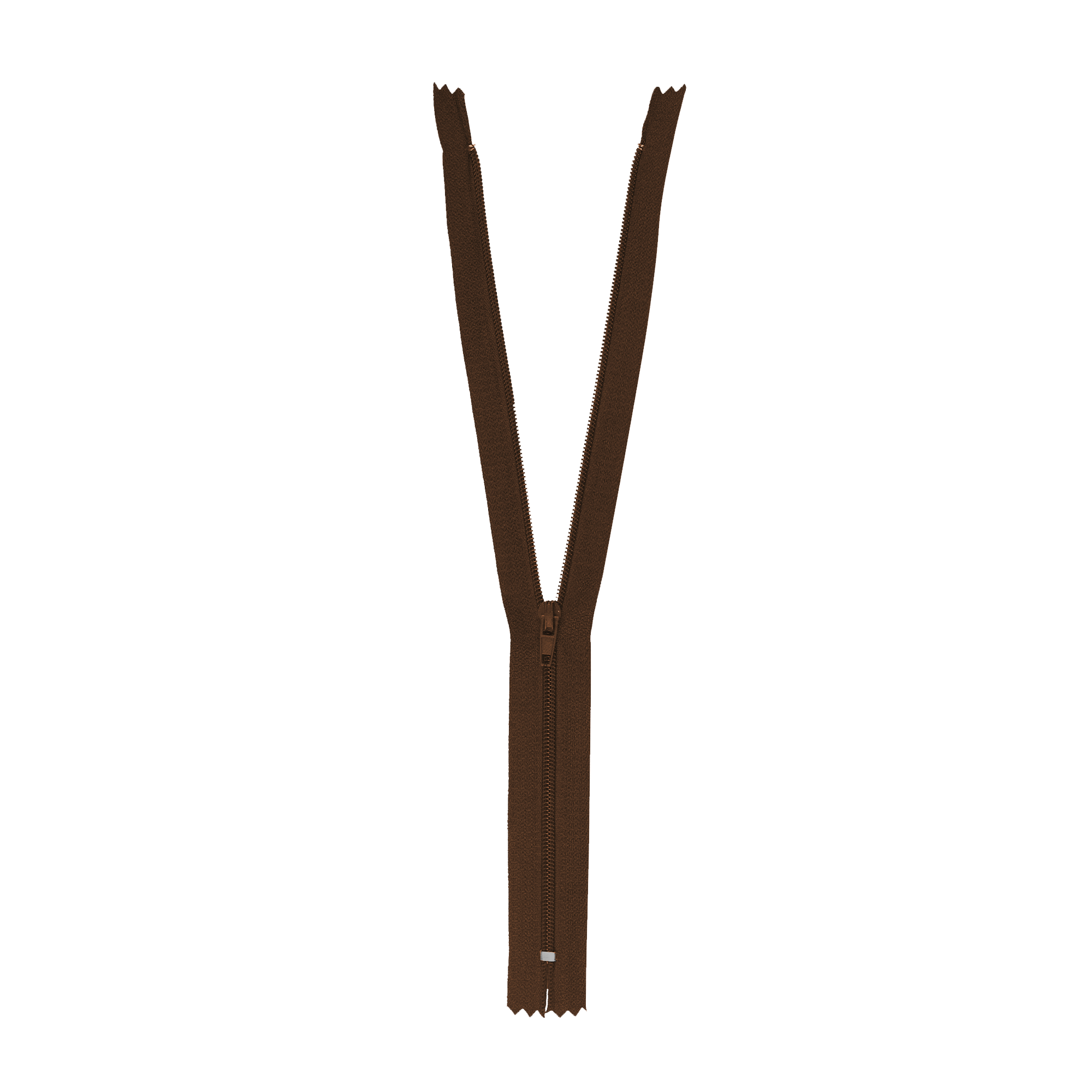 dark brown zipper on a white background