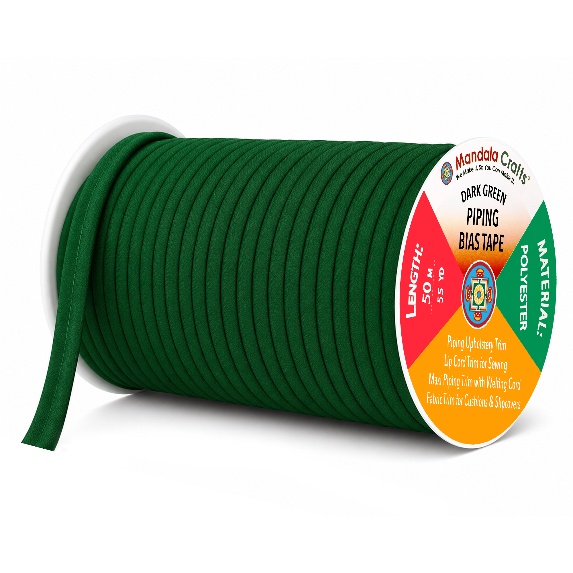 55 Yards Maxi Piping Trim with Welting Cord - 1/2 Inch Maxi Piping Bias Tape for Sewing - Lip Cord Trim by The Yard for Upholstery Trimming