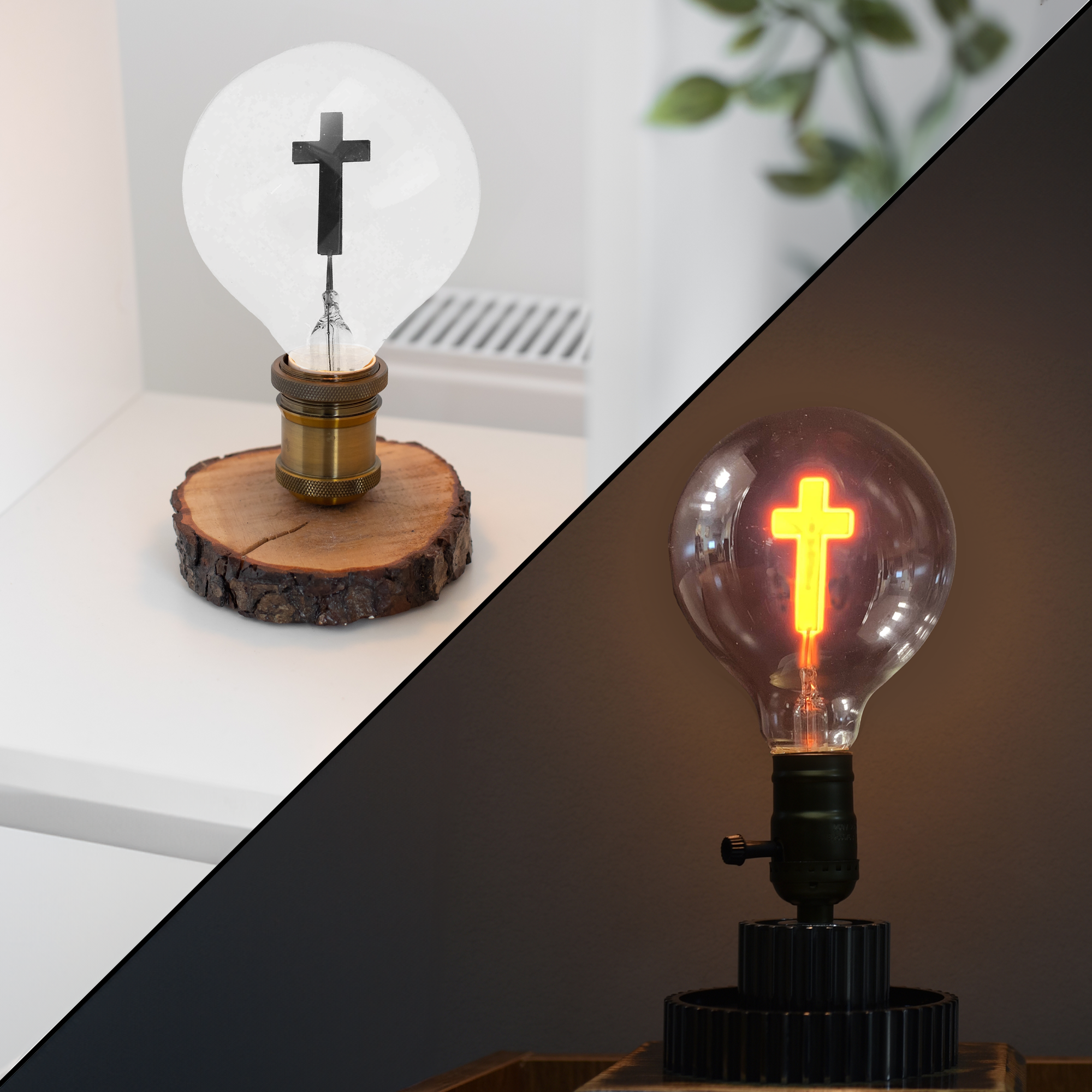 Christian Light Bulb Crucifix Bulb Jesus on The Cross Catholic Novelty Bulb 3W 120V for Pendant String Night Light by Mandala Crafts