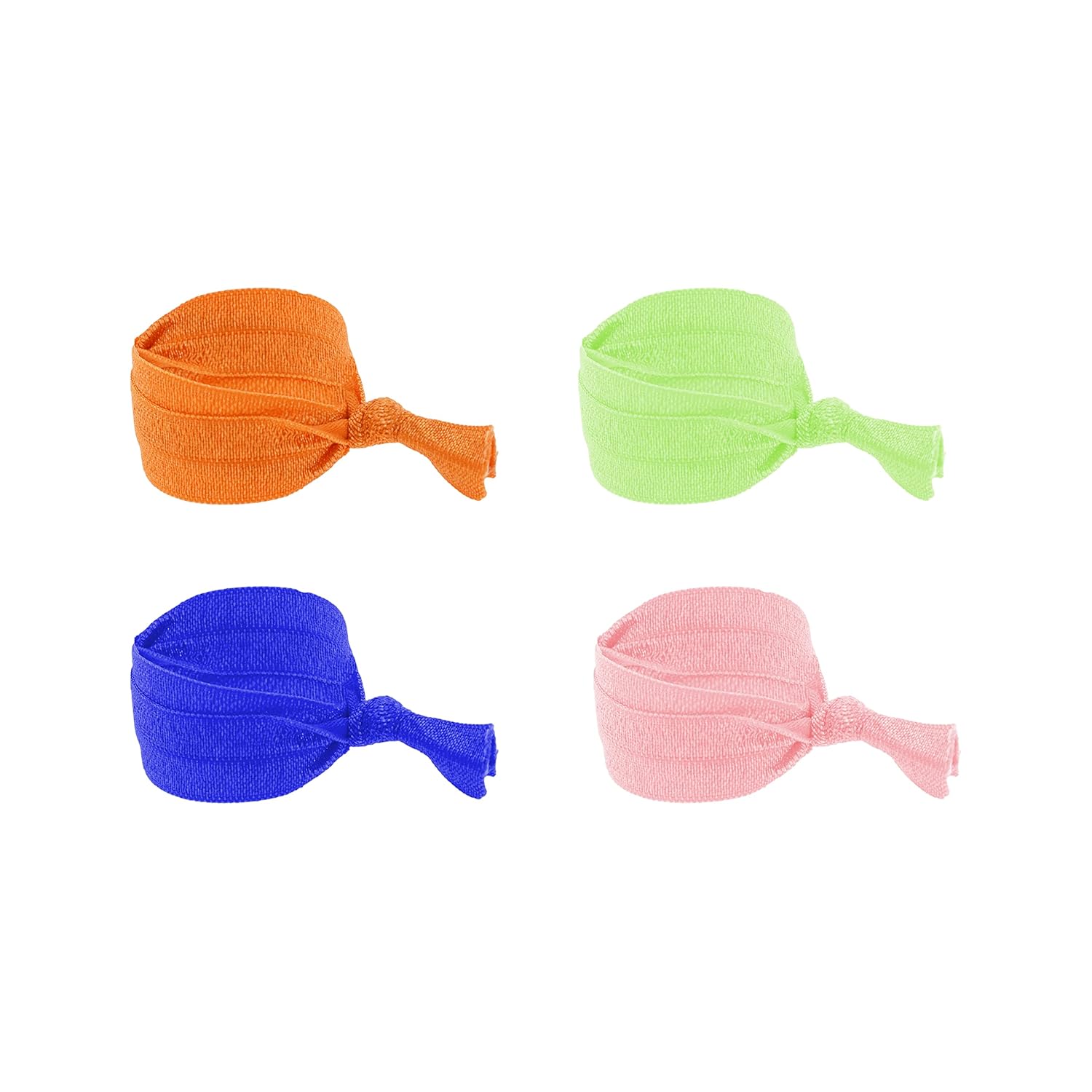 Mandala Crafts Elastic Ribbon Hair Ties for Women Girls - 100 Knotted Elastic Ponytail Holders - Fold-Over Fabric Bracelet Hair Bands No Crease Hair Tie Elastics