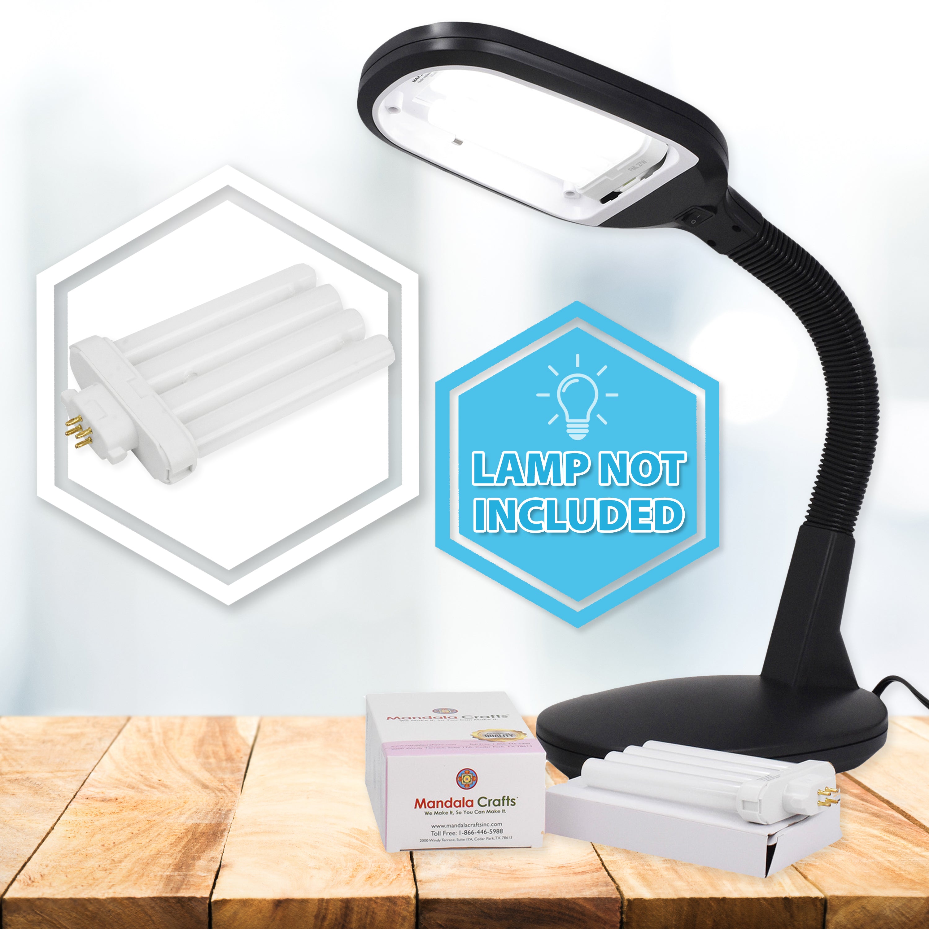 FML27 27-Watt 6500 K Compact Fluorescent Light Bulb with Quad Tubes, 4-pin, GX10q-4 Base; 2 Pack; by Mandala Crafts