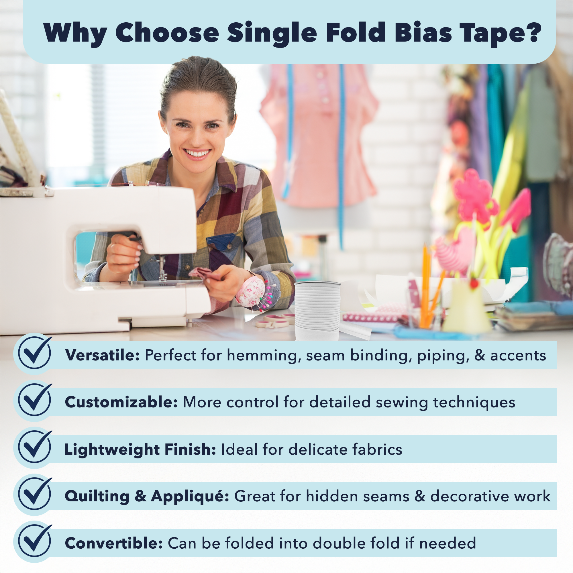 1 Inch Fabric Single Fold Bias Tape for Sewing Piping Hemming - 40 Yds Bias Tape Blanket Quilt Bias Binding Tape - Seam Binding Tape