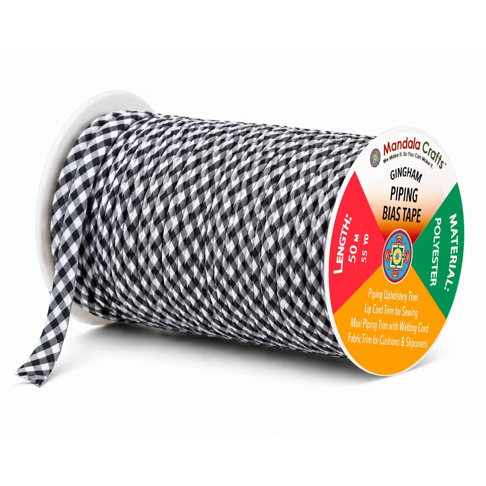 55 Yards Maxi Piping Trim with Welting Cord - 1/2 Inch Maxi Piping Bias Tape for Sewing - Lip Cord Trim by The Yard for Upholstery Trimming