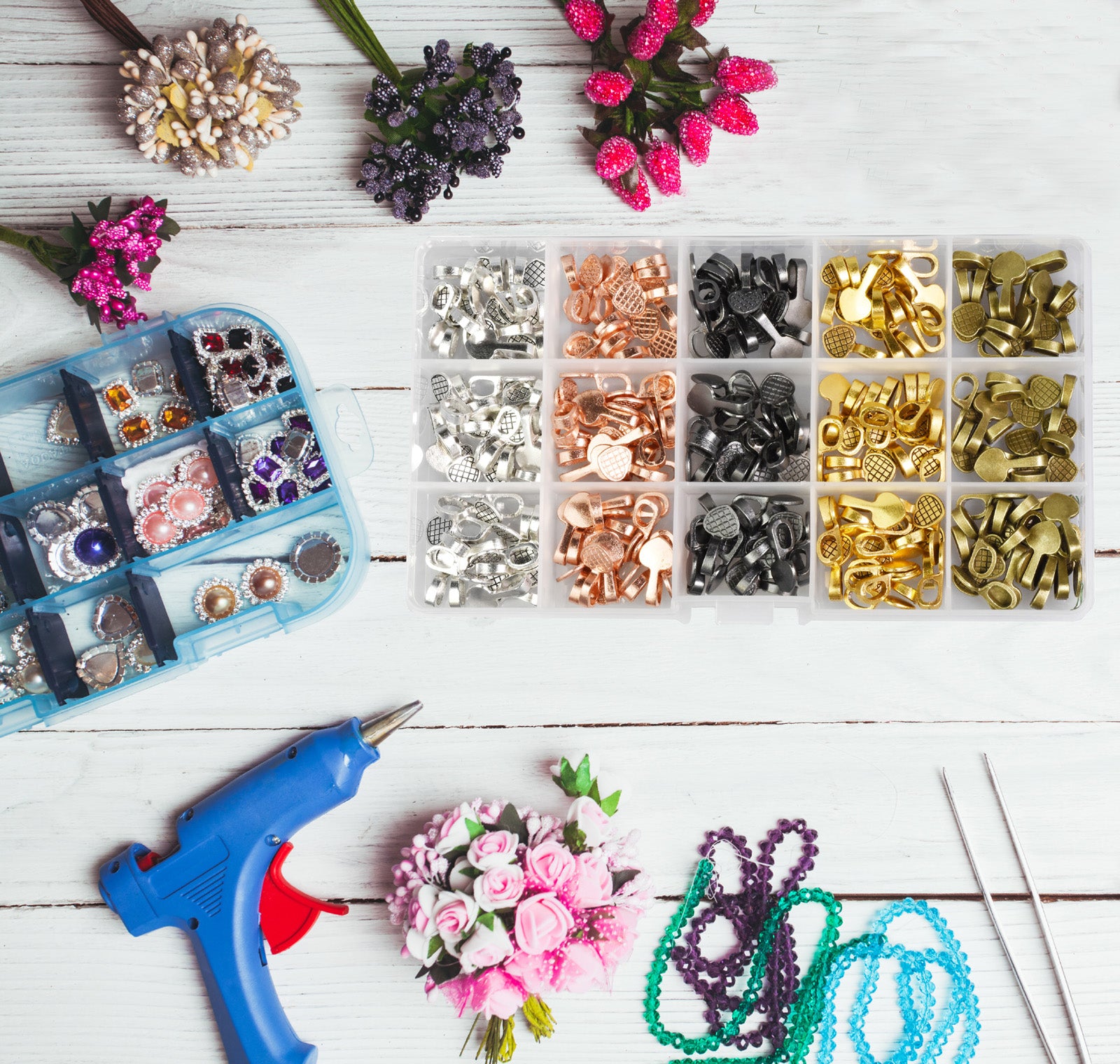 Mandala Crafts Assorted Pendant Bails for Jewelry Making Bulk - Flat Jewelry Bails Glue on Bails for Ornaments - Heart Bail Pendant Bales for Necklaces Earrings Charms