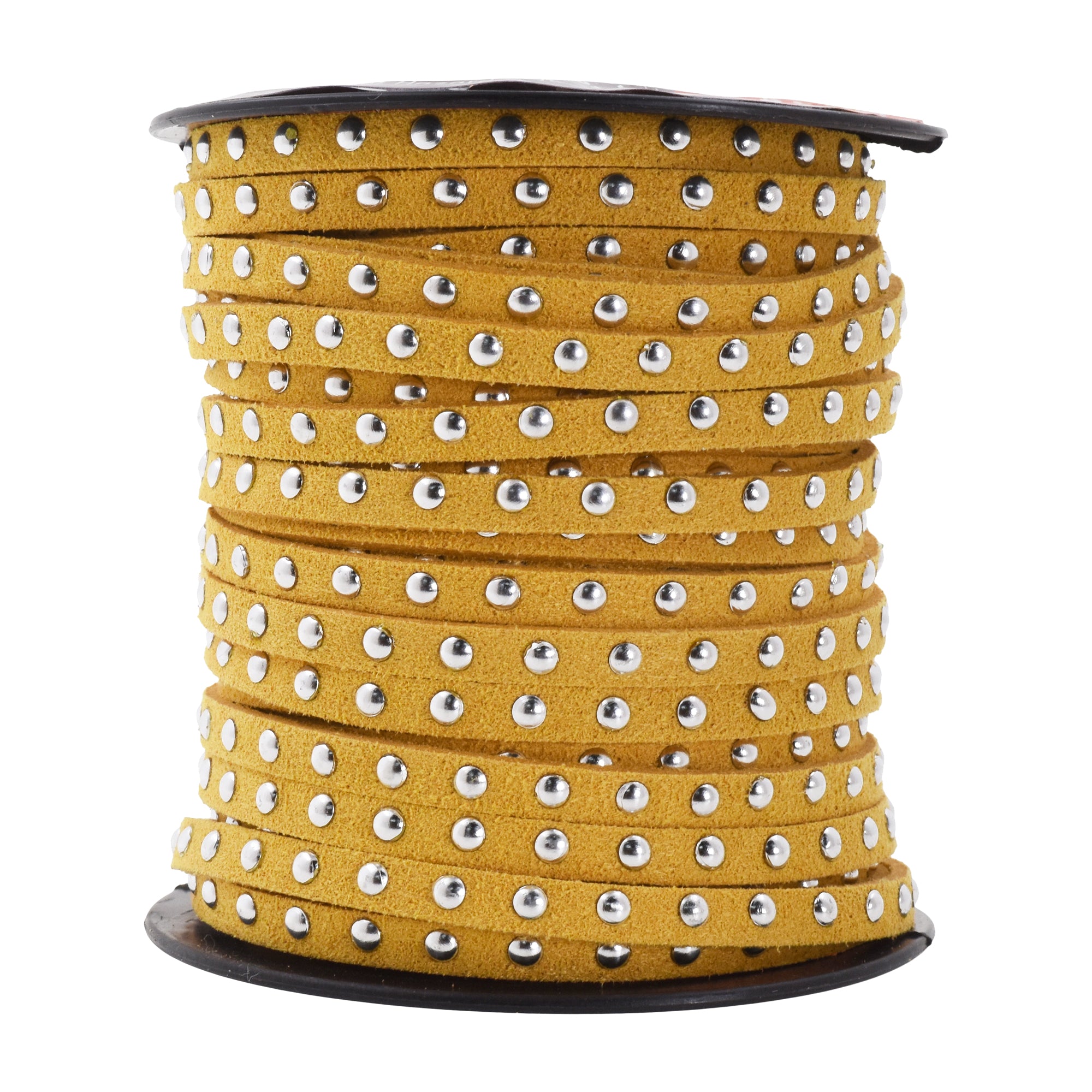 5mm Studded Faux Suede Cord Rope for Jewelry Making - 20 Yards Faux Leather Ribbon - Flat Micro Fiber Leather String Faux Leather Lace with Rivets