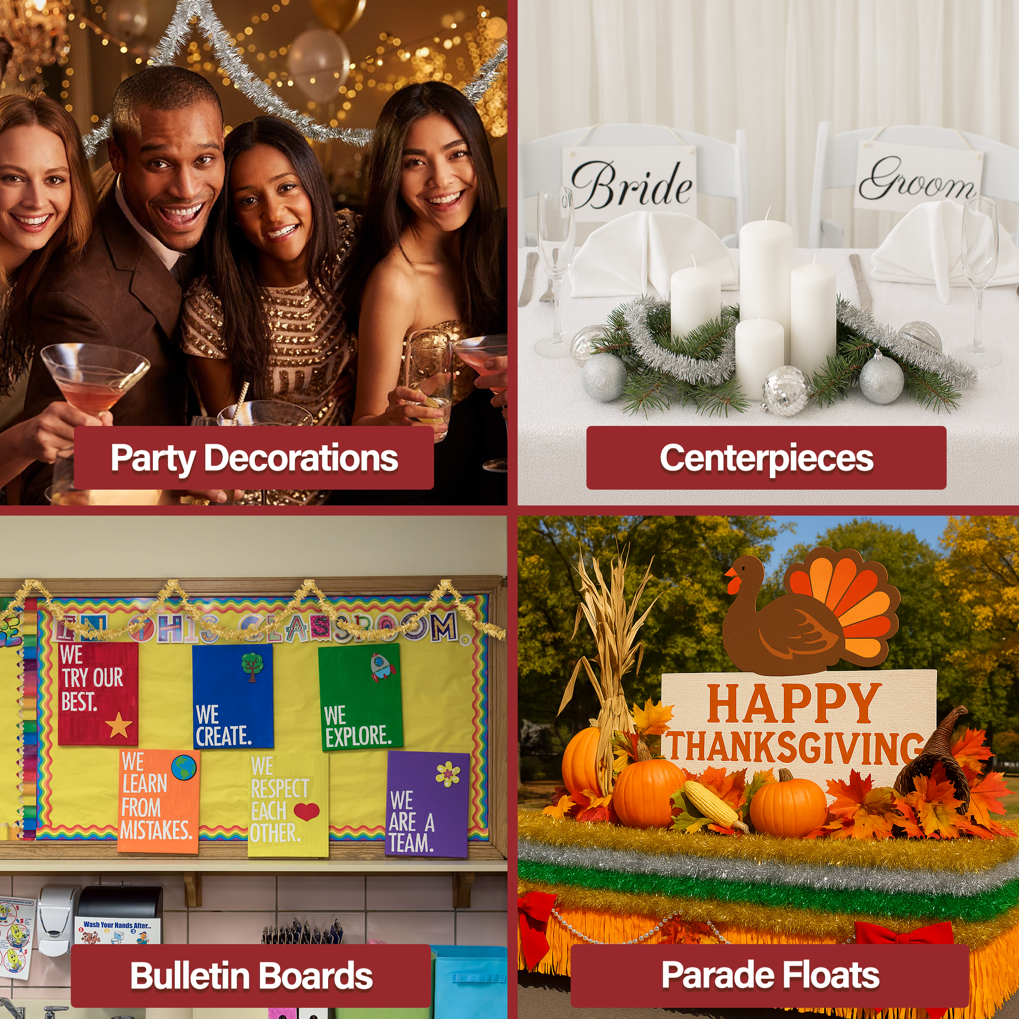 Tinsel Garland Décor Thin Tinsel Ribbon Metallic Mini Garland with Wire for Christmas Tree Decoration Wedding Birthday Party Supplies