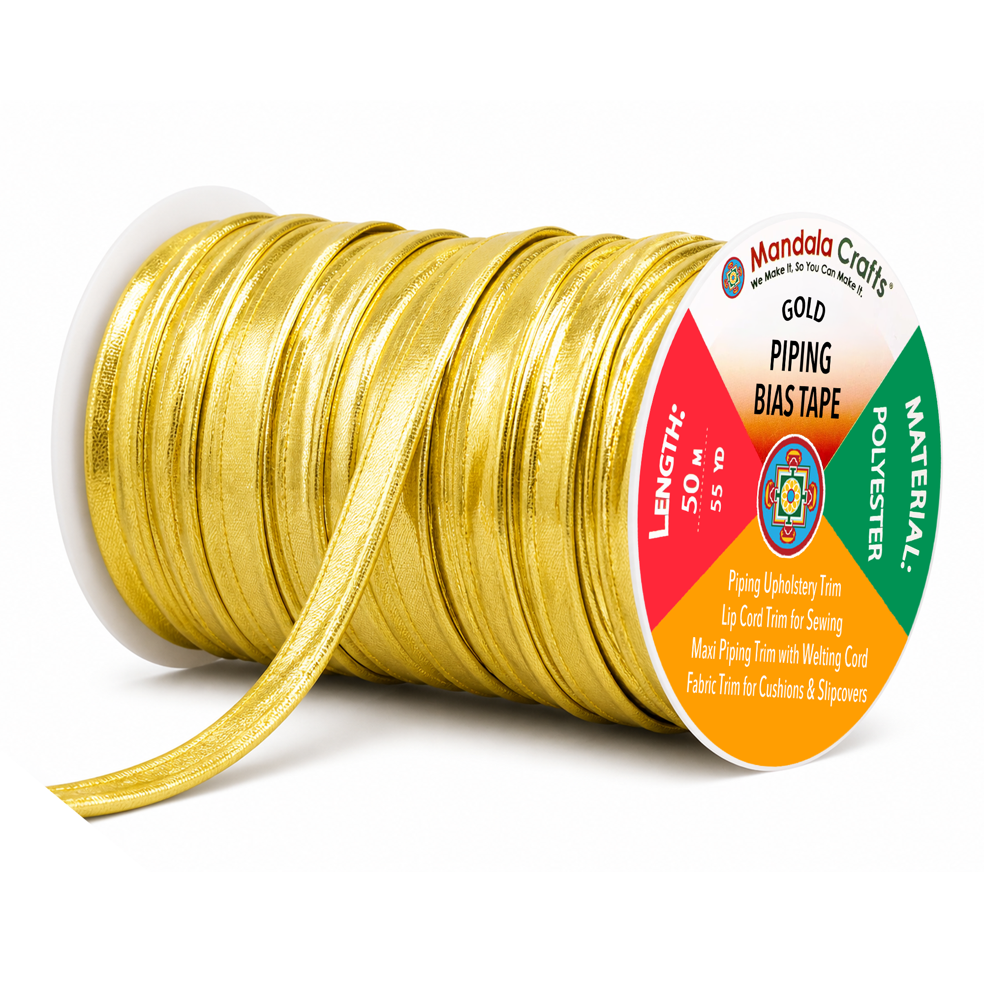 55 Yards Maxi Piping Trim with Welting Cord - 1/2 Inch Maxi Piping Bias Tape for Sewing - Lip Cord Trim by The Yard for Upholstery Trimming