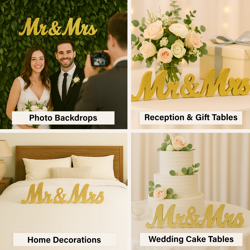 Mr. and Mrs. Sign for Wedding Party Decorations, Sweetheart Table Centerpiece, Photo Prop, Bridal Shower Gift