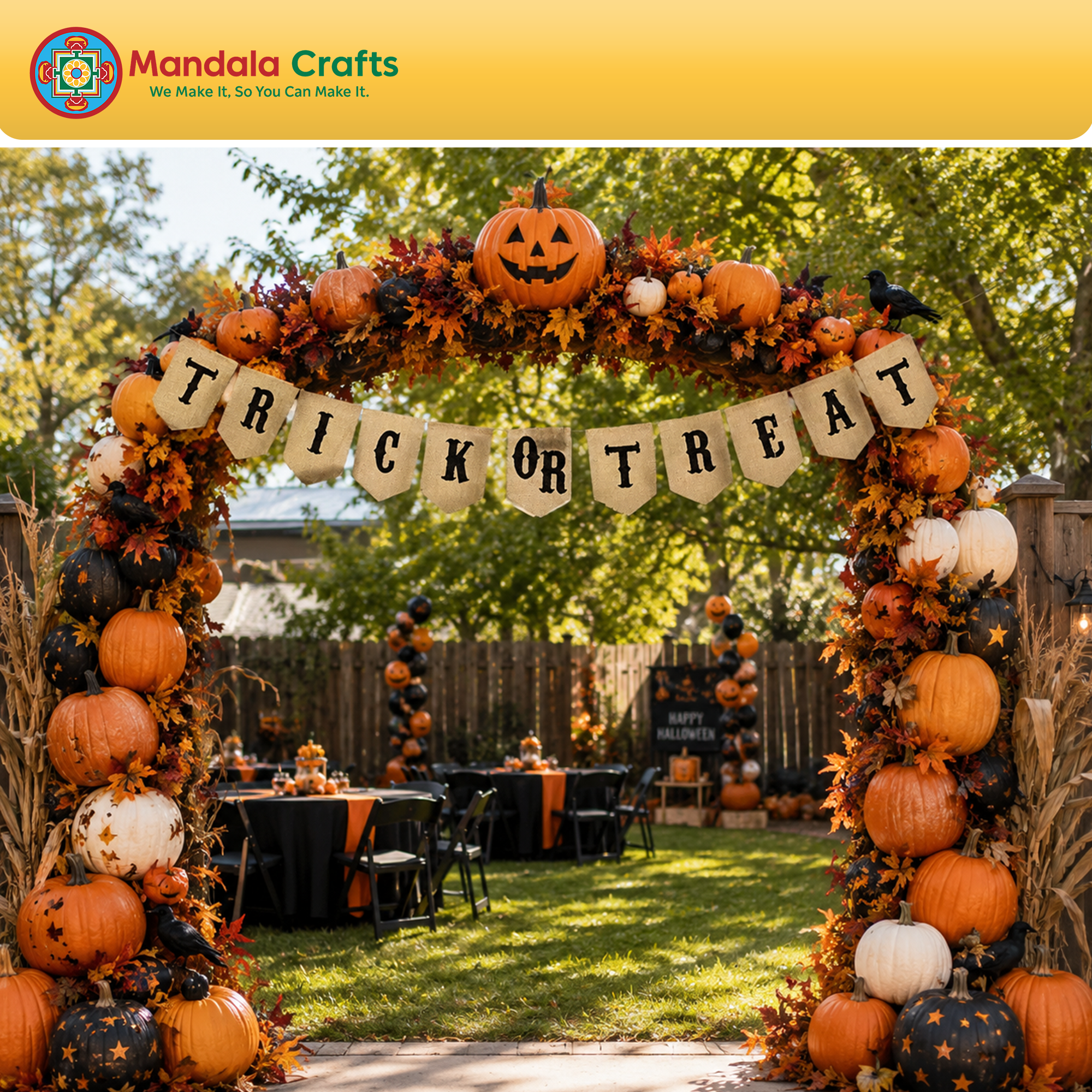 Trick or Treat Halloween Burlap Banner Pennant Garland Bunting for Fireplace Mantle Porch Party Decorations