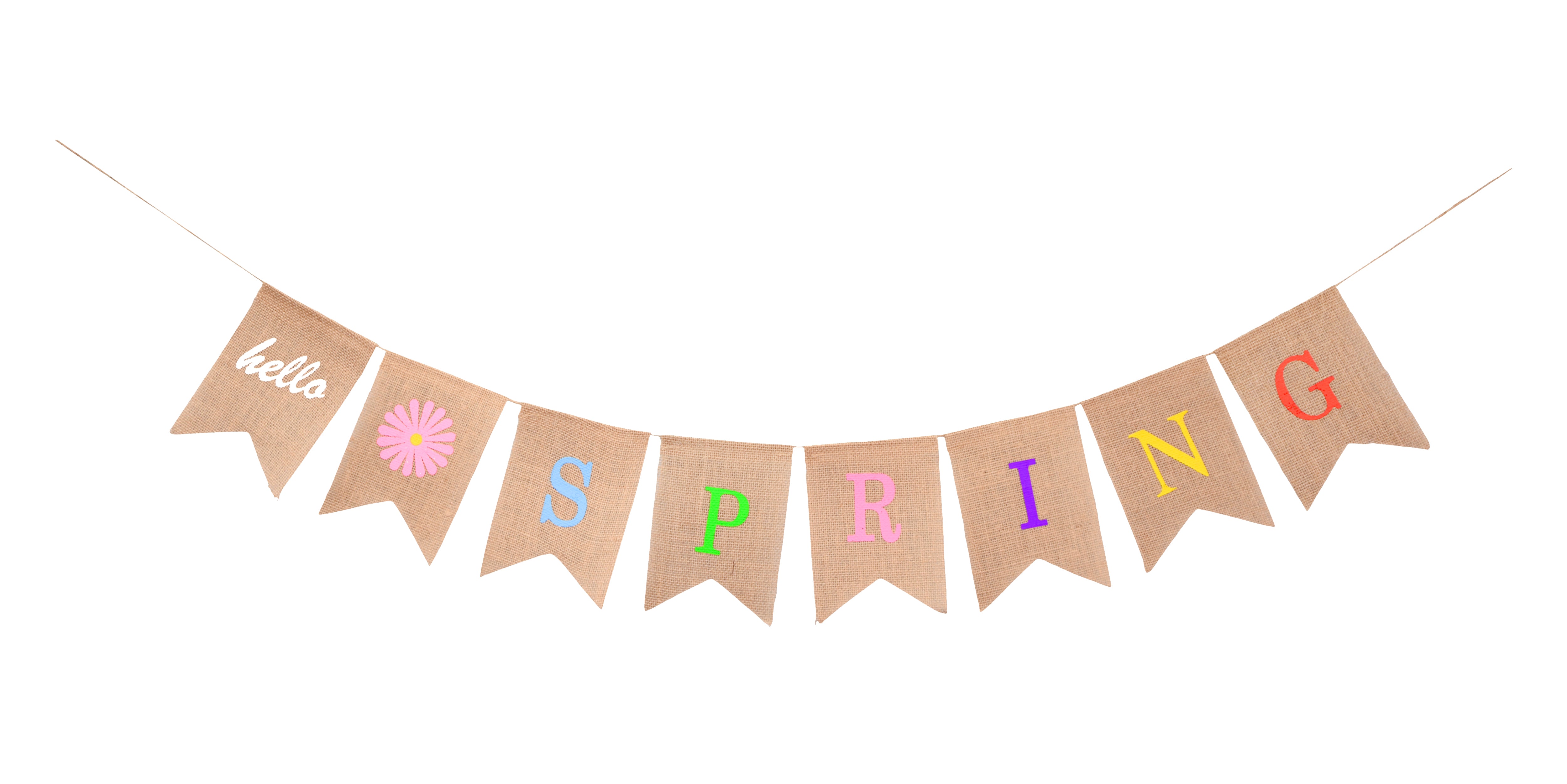 Mandala Crafts Burlap Hello Spring Banner Hello Spring Decorations for Home - Hello Spring Sign Flower Happy Spring Banner Happy Spring Decor for Mantel Fireplace Door