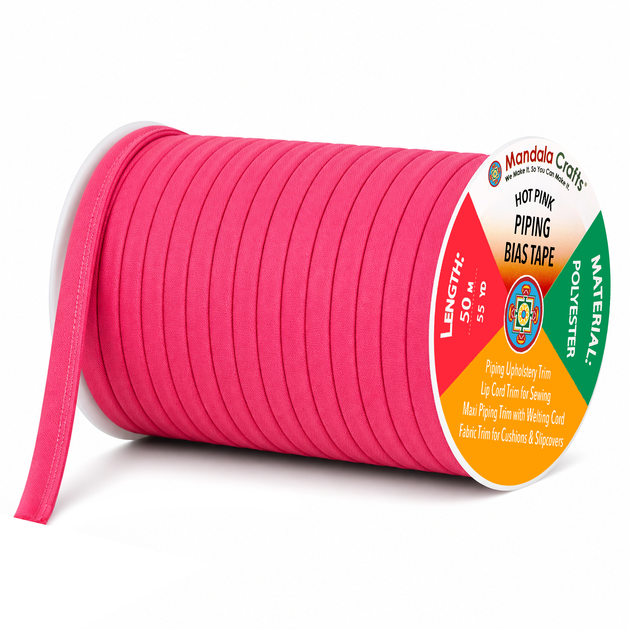 55 Yards Maxi Piping Trim with Welting Cord - 1/2 Inch Maxi Piping Bias Tape for Sewing - Lip Cord Trim by The Yard for Upholstery Trimming