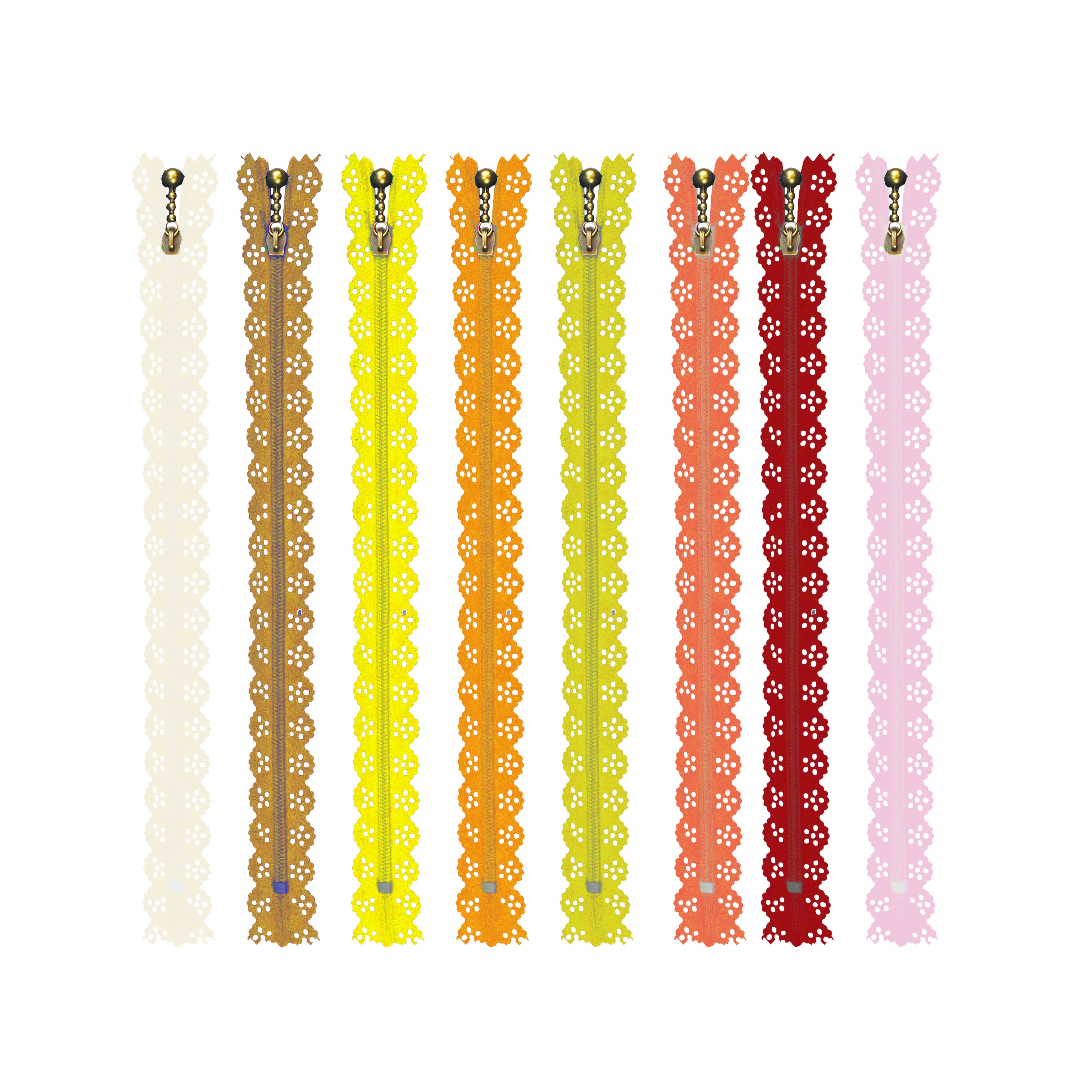 Lace Zippers for Sewing, Exposed Novelty Zippers with Decorative Lacy Edge for Sewing; Bulk 40 PCs, 20 Assorted Colors