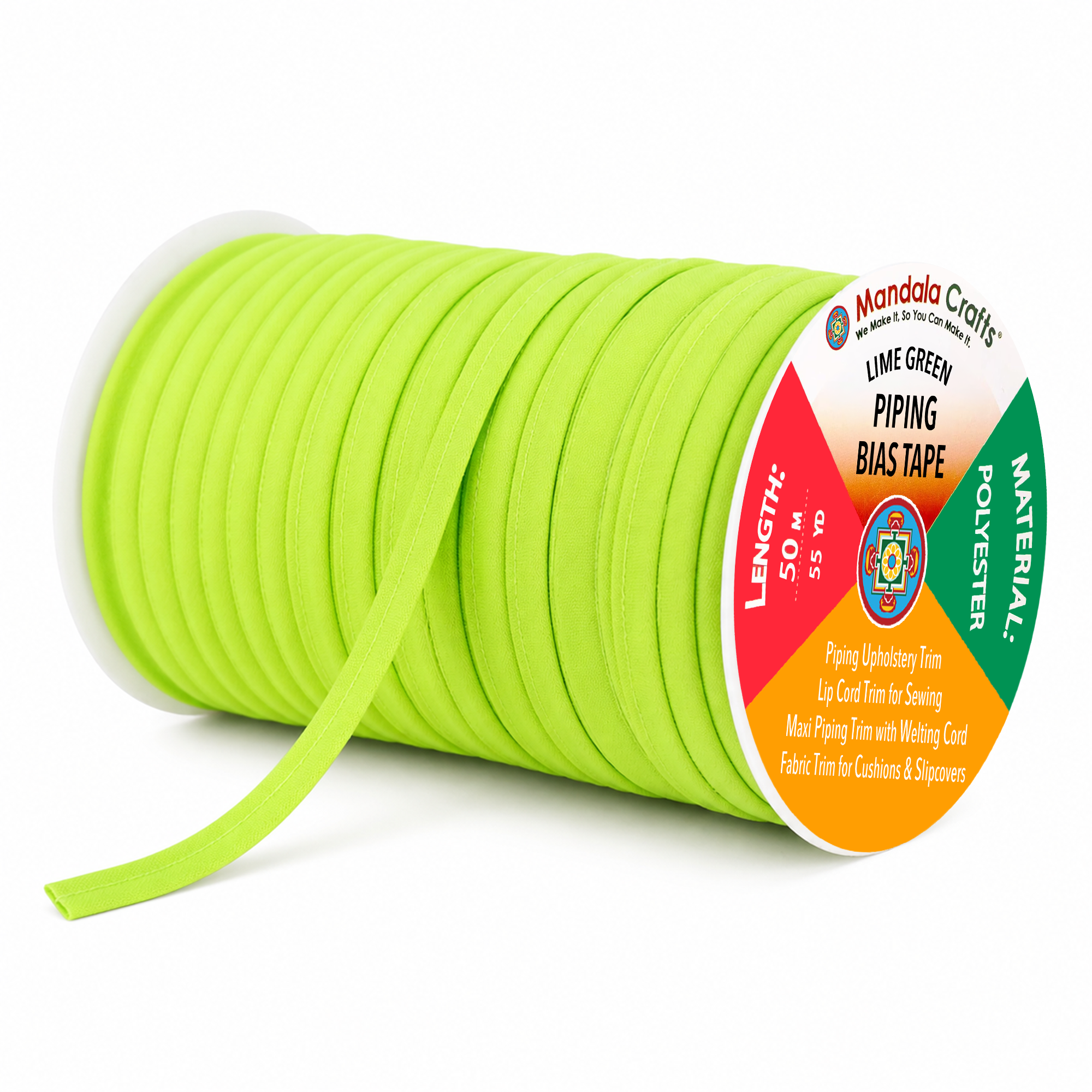 55 Yards Maxi Piping Trim with Welting Cord - 1/2 Inch Maxi Piping Bias Tape for Sewing - Lip Cord Trim by The Yard for Upholstery Trimming