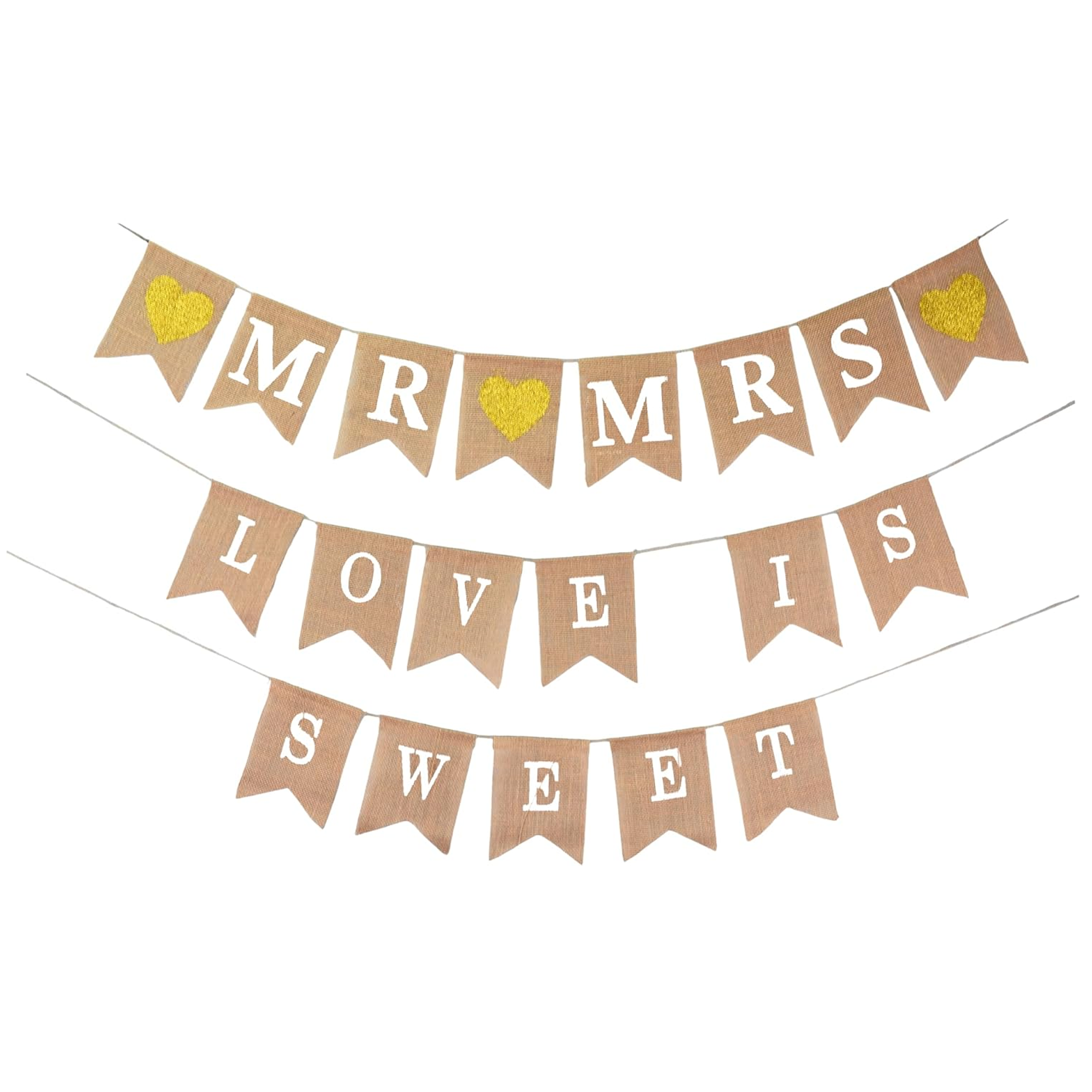 Love is Sweet Sign Banner Mr and Mrs Burlap Banner Sign Rustic Decoration for Wedding Party Table Photobooth Props Home Wall by Mandala Crafts