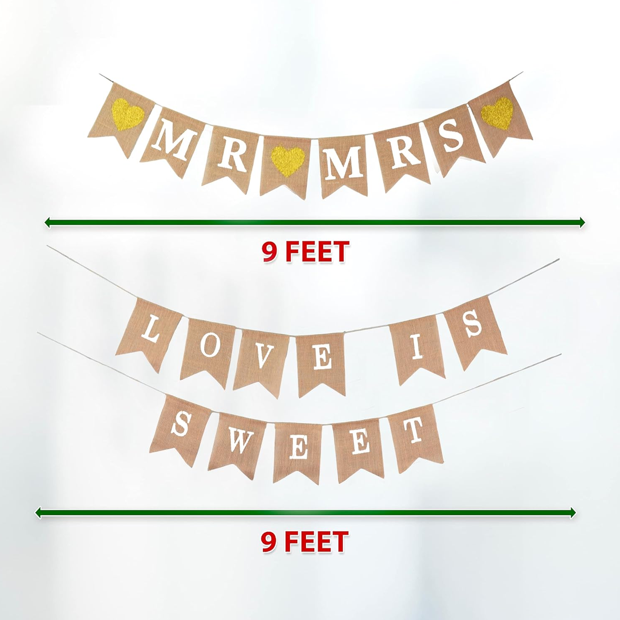 Love is Sweet Sign Banner Mr and Mrs Burlap Banner Sign Rustic Decoration for Wedding Party Table Photobooth Props Home Wall by Mandala Crafts