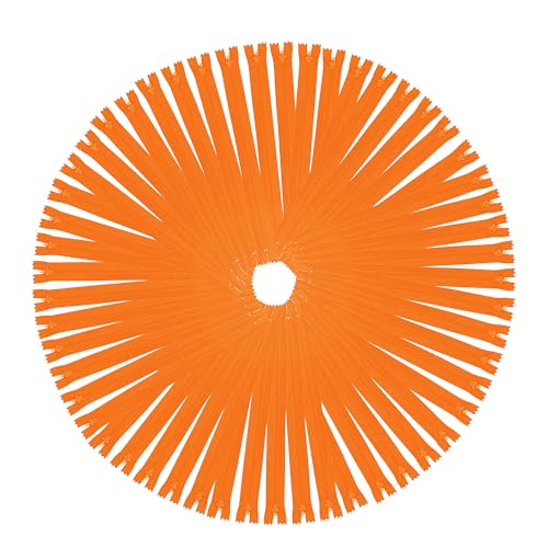 Mandala Crafts Orange Nylon Zippers for Sewing Zipper in Bulk - Orange Zippers Sewing Supplies - Orange Sewing Zippers for Tailor Zipper Replacement