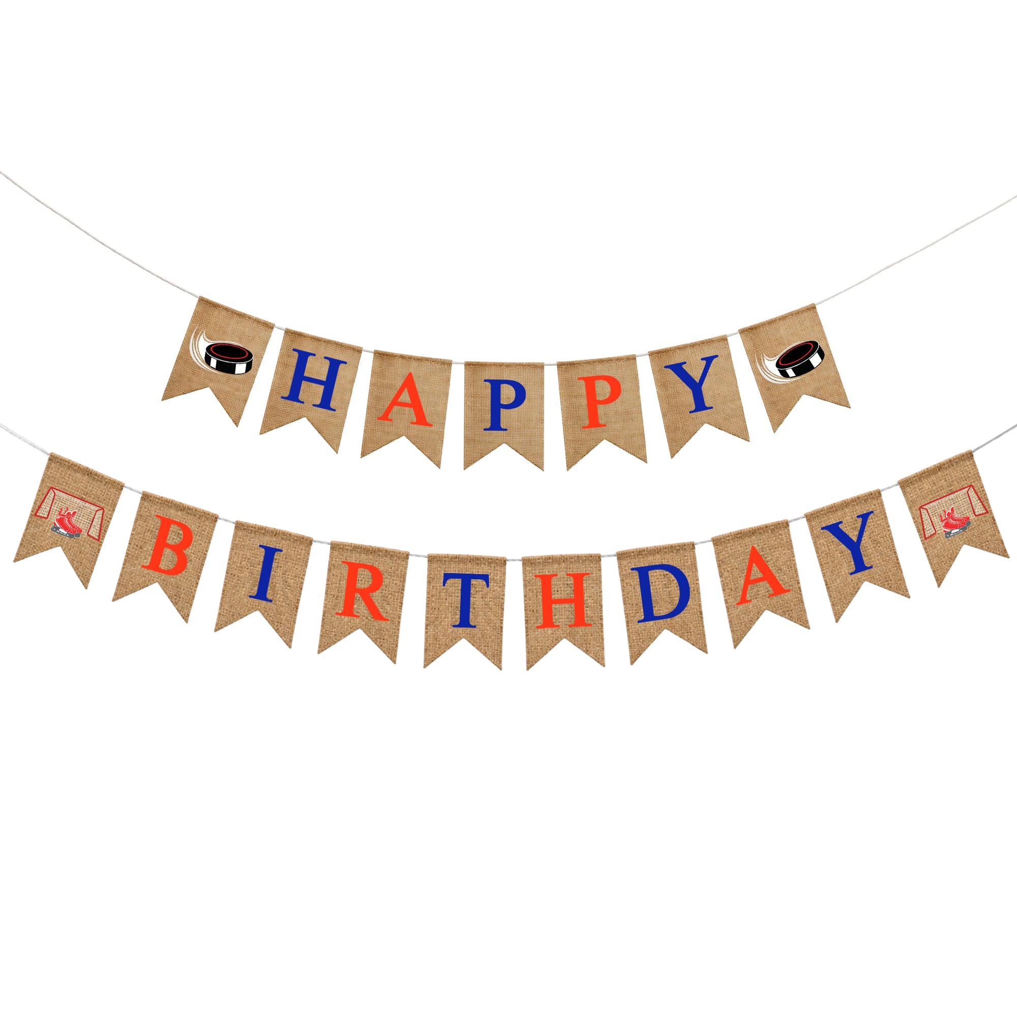Mandala Crafts Burlap Happy Birthday Banner, Rustic Party Decorations, Jute Sports Theme Birthday Garland Sign for Home, Wall, Mantel & Photo Backdrop