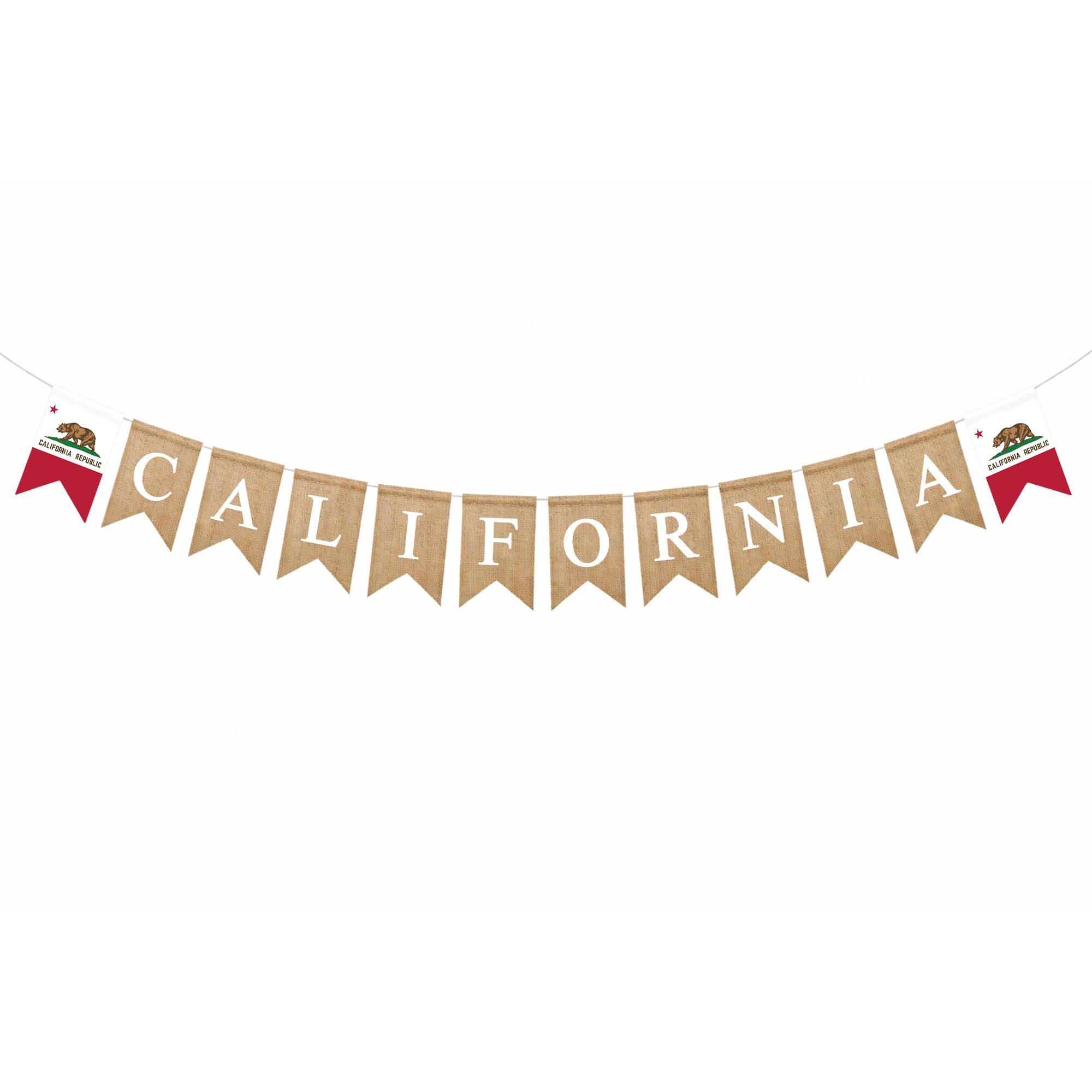 Mandala Crafts Burlap Banner, Rustic State Flag Pennant Decorations, Jute Garland Sign for Western Party, Classroom & Fireplace Mantel Décor
