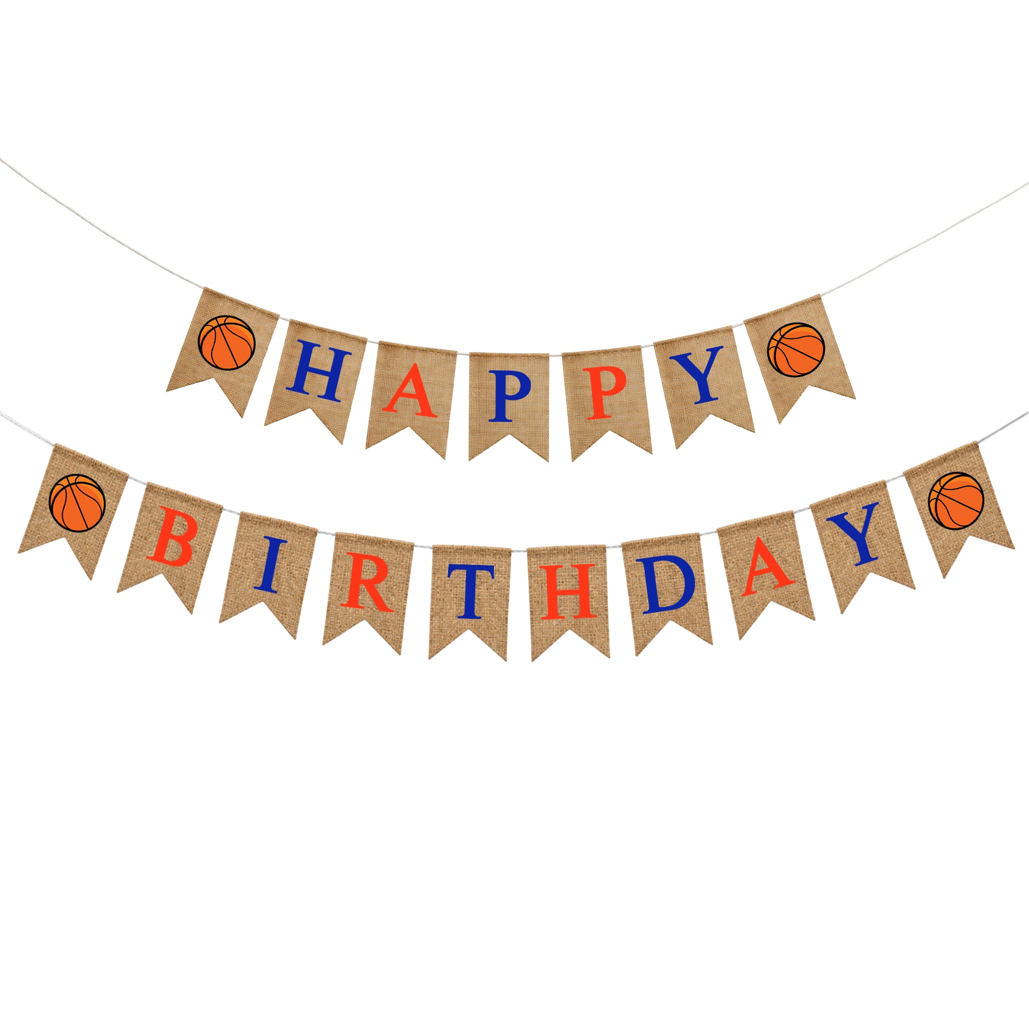 Mandala Crafts Burlap Happy Birthday Banner, Rustic Party Decorations, Jute Sports Theme Birthday Garland Sign for Home, Wall, Mantel & Photo Backdrop