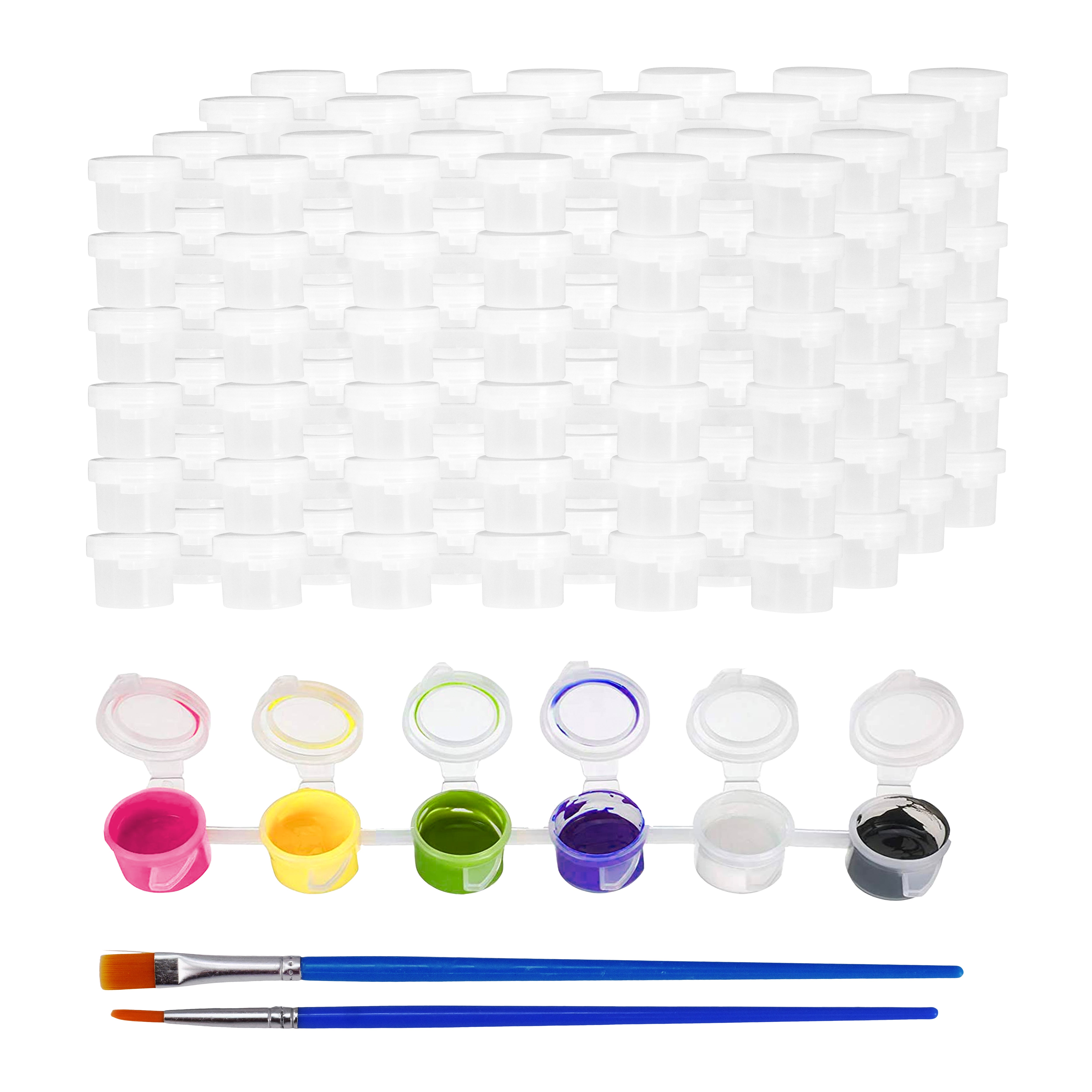 Fengwu 100 Strips 3ml Empty Paint Strips with Lids Mini Plastic Painting Cup Pots Clear Storage Painting Containers for Class