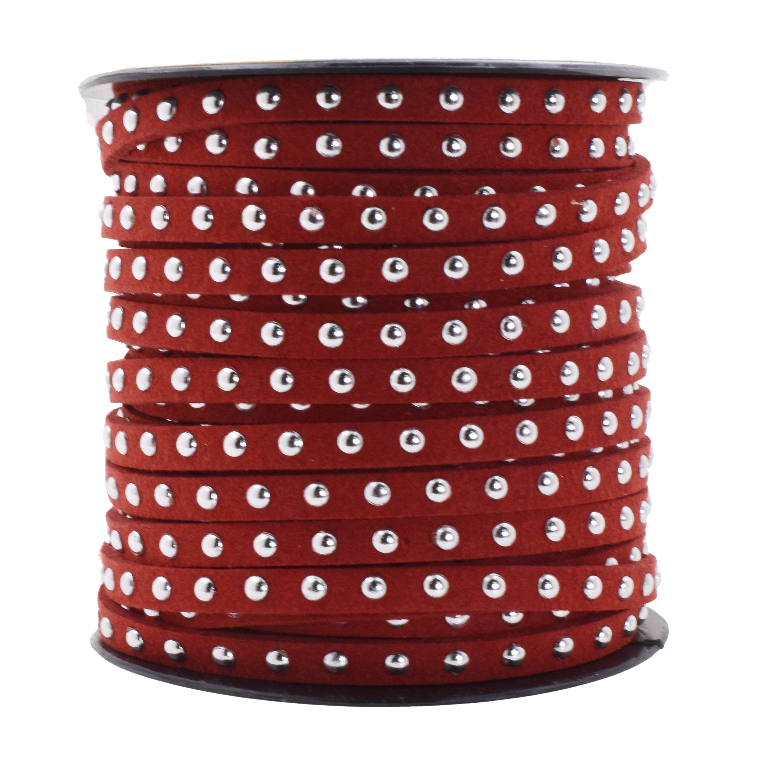 Studded Faux Suede Cord Rope for Jewelry Making - 20 Yards Faux Leather Ribbon - Flat Micro Fiber Leather String Faux Leather Lace with Rivets