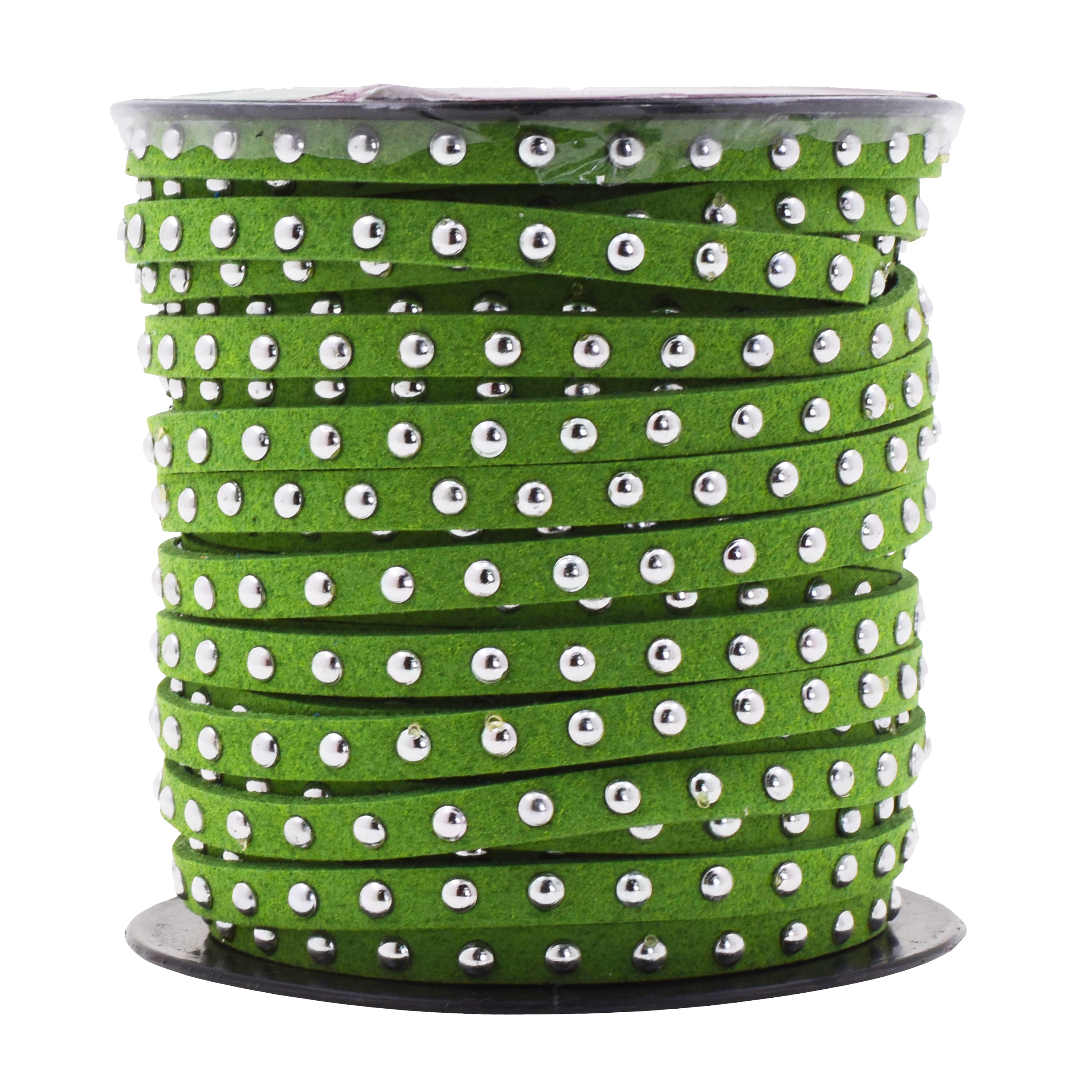 Studded Faux Suede Cord Rope for Jewelry Making - 20 Yards Faux Leather Ribbon - Flat Micro Fiber Leather String Faux Leather Lace with Rivets