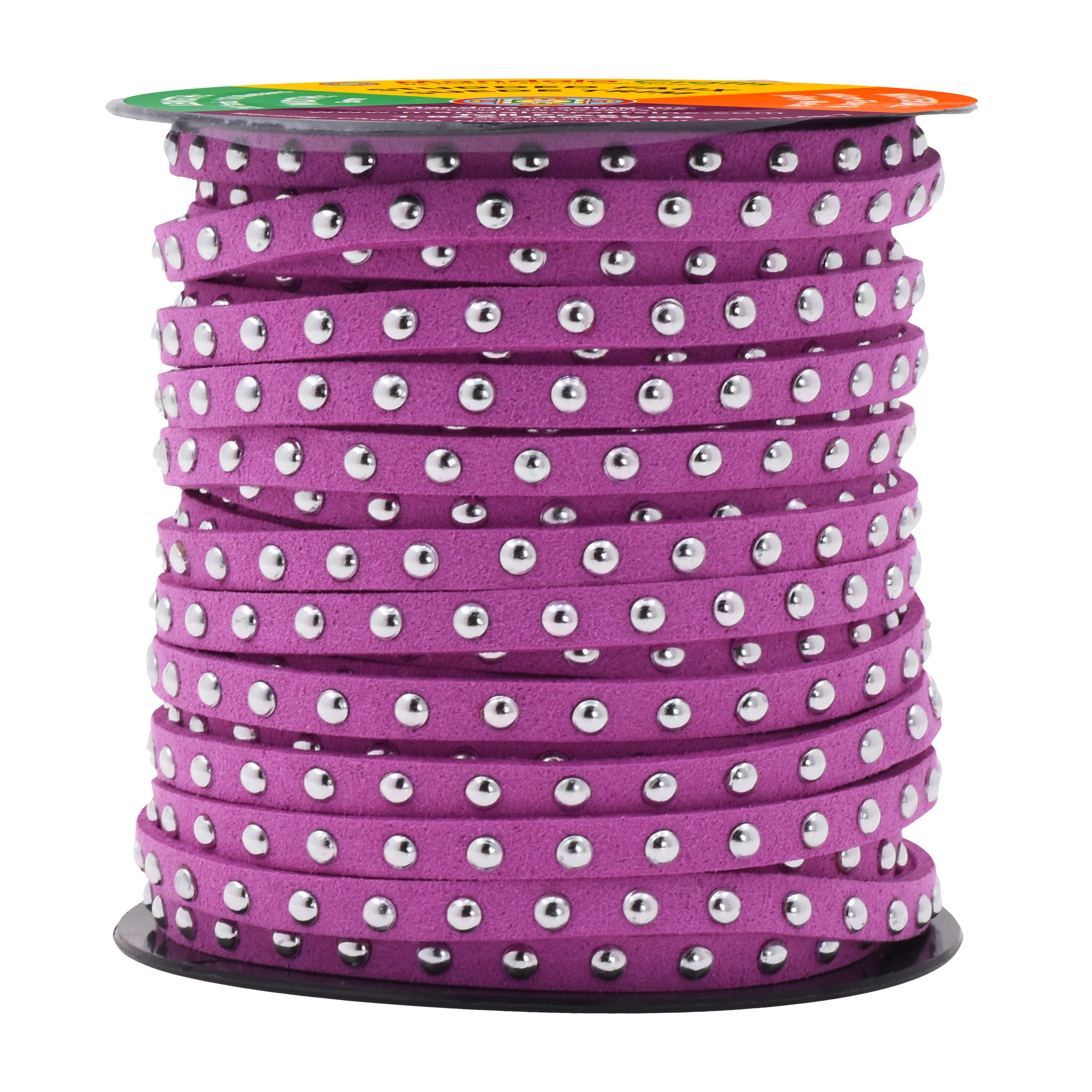 Studded Faux Suede Cord Rope for Jewelry Making - 20 Yards Faux Leather Ribbon - Flat Micro Fiber Leather String Faux Leather Lace with Rivets