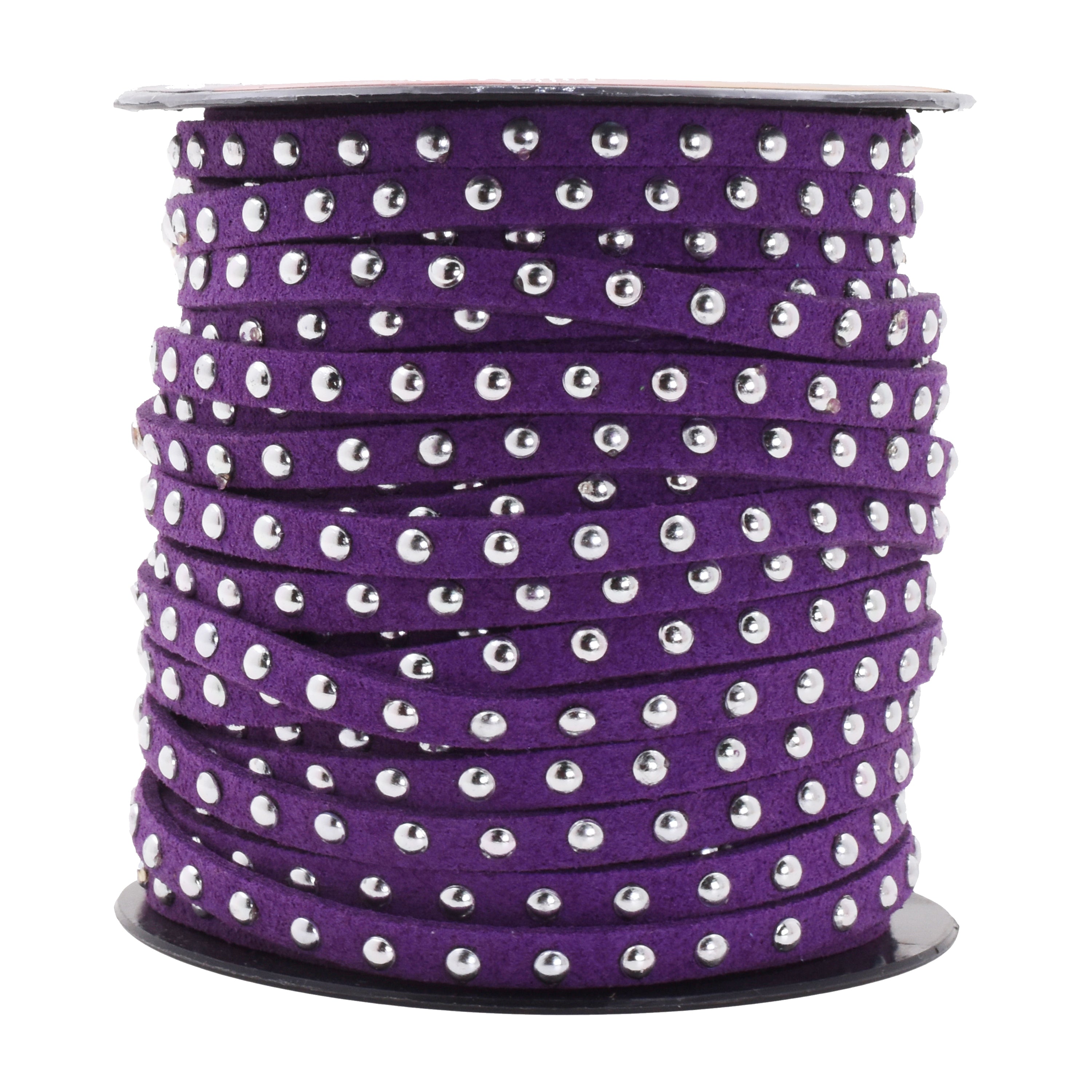 5mm Studded Faux Suede Cord Rope for Jewelry Making - 20 Yards Faux Leather Ribbon - Flat Micro Fiber Leather String Faux Leather Lace with Rivets