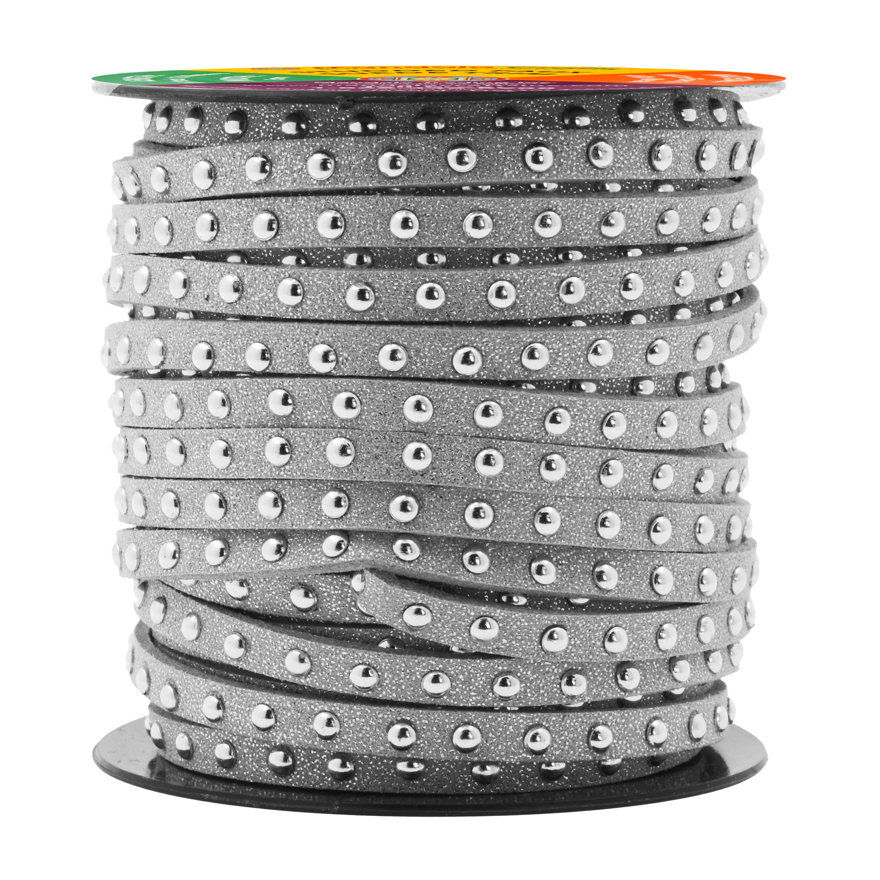 Studded Faux Suede Cord Rope for Jewelry Making - 20 Yards Faux Leather Ribbon - Flat Micro Fiber Leather String Faux Leather Lace with Rivets