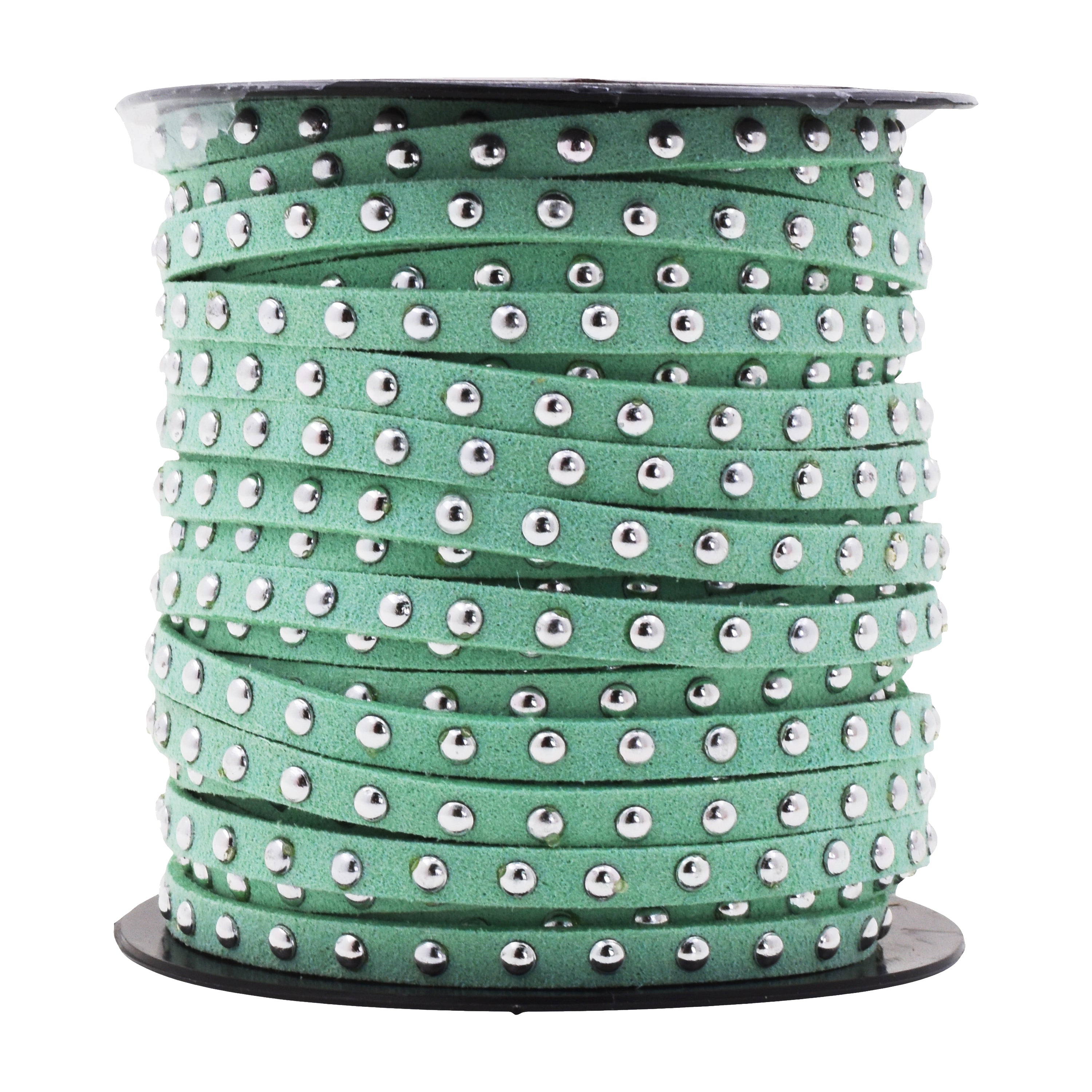 Studded Faux Suede Cord Rope for Jewelry Making - 20 Yards Faux Leather Ribbon - Flat Micro Fiber Leather String Faux Leather Lace with Rivets