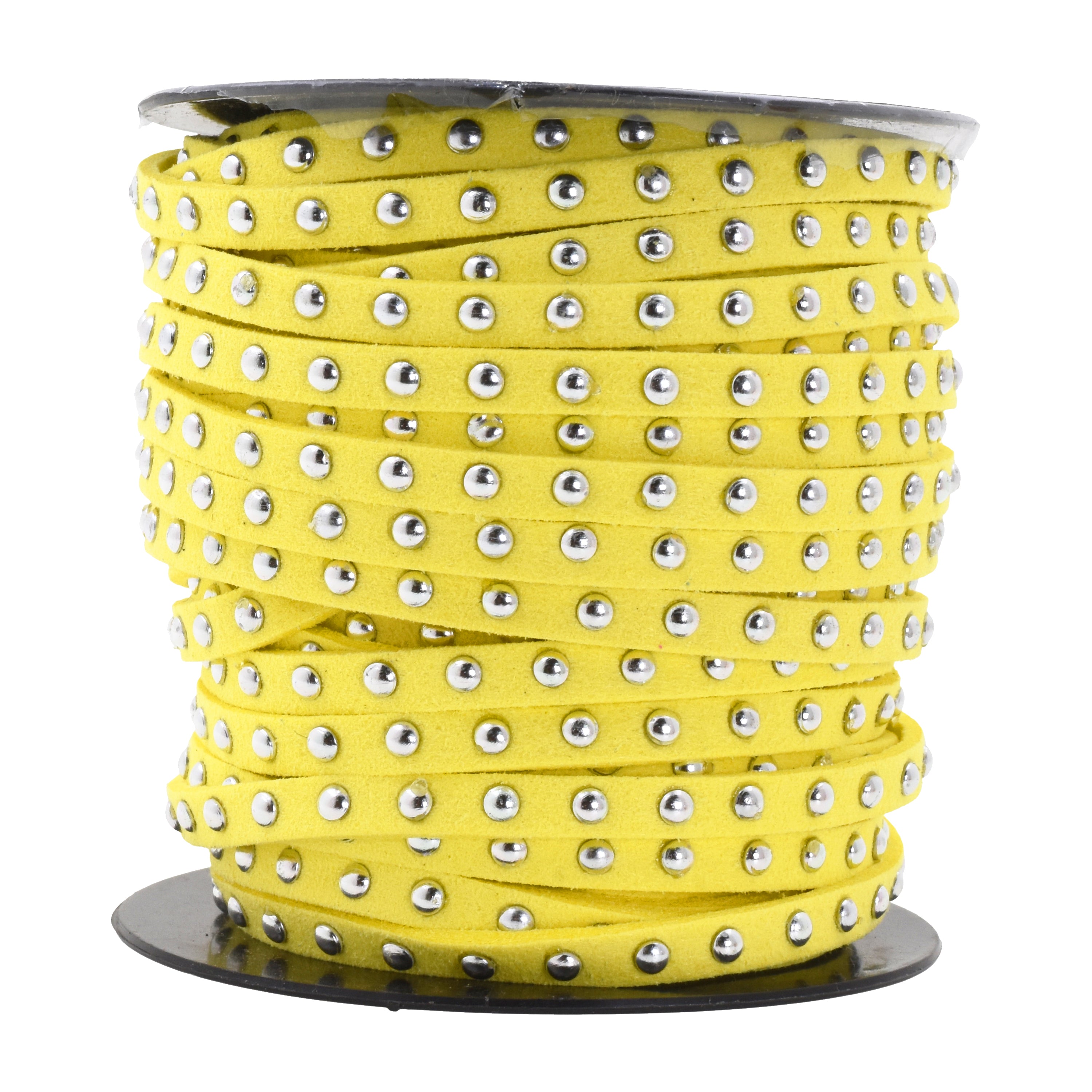 5mm Studded Faux Suede Cord Rope for Jewelry Making - 20 Yards Faux Leather Ribbon - Flat Micro Fiber Leather String Faux Leather Lace with Rivets