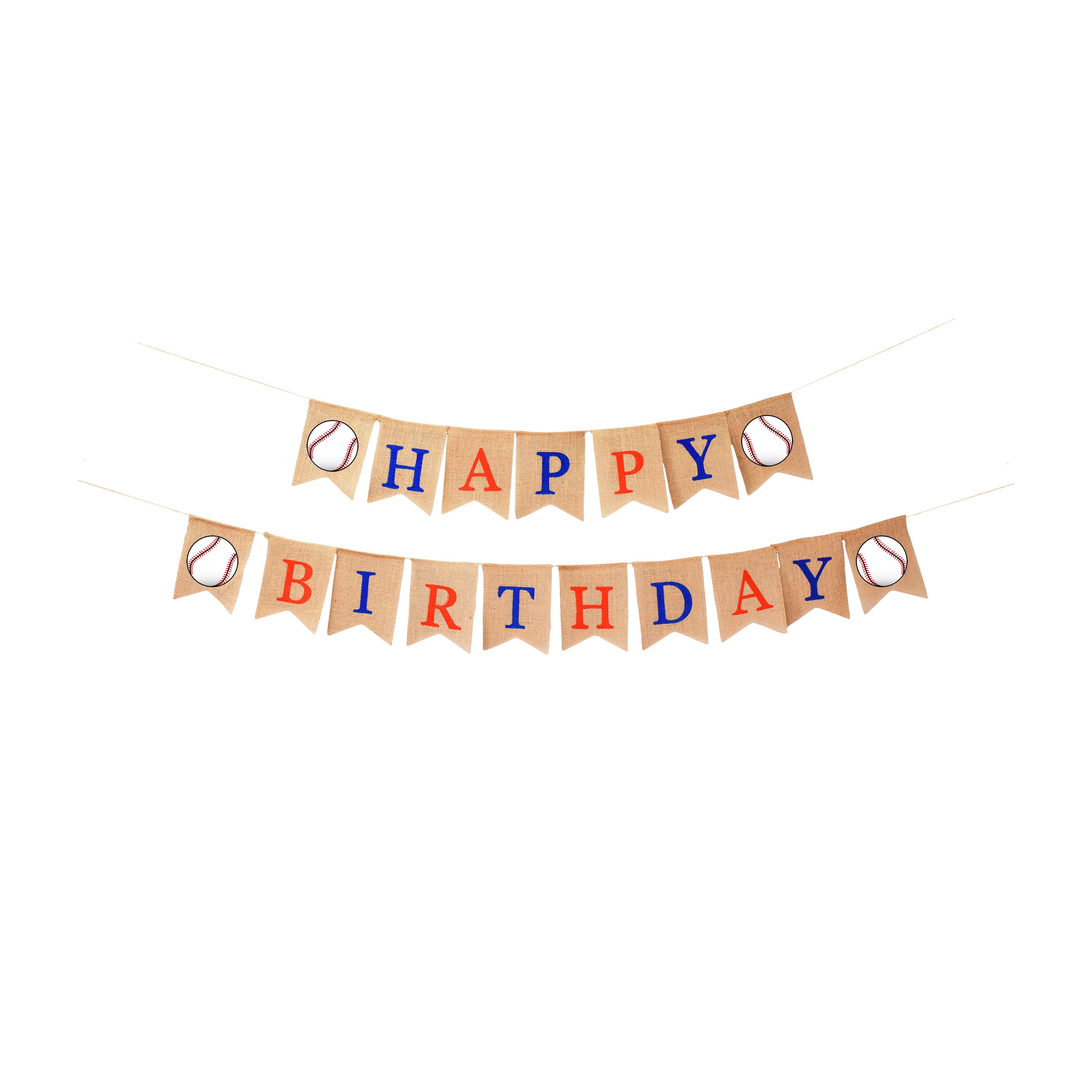 Mandala Crafts Burlap Baseball Birthday Banner for Baseball Birthday Decorations for Boys Men - Happy Birthday Baseball Banner for Theme Sports Birthday Party