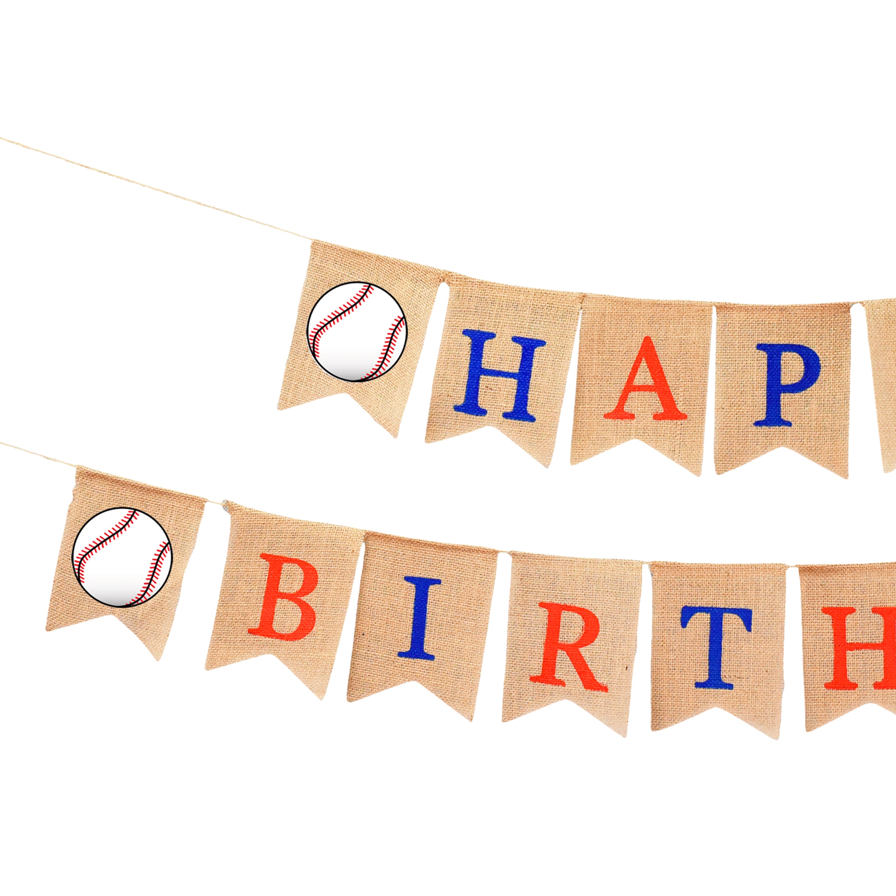Mandala Crafts Burlap Baseball Birthday Banner for Baseball Birthday Decorations for Boys Men - Happy Birthday Baseball Banner for Theme Sports Birthday Party
