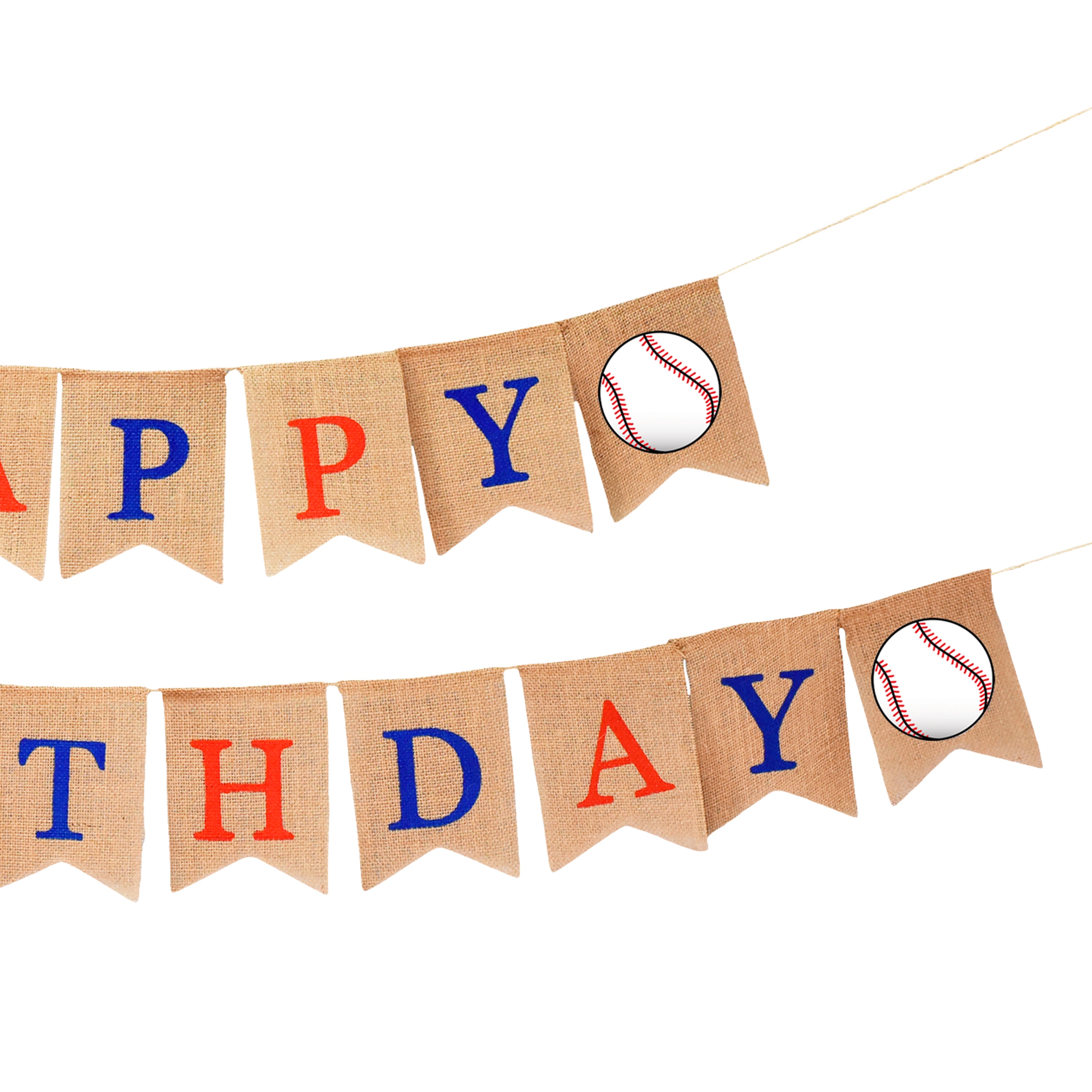 Mandala Crafts Burlap Baseball Birthday Banner for Baseball Birthday Decorations for Boys Men - Happy Birthday Baseball Banner for Theme Sports Birthday Party