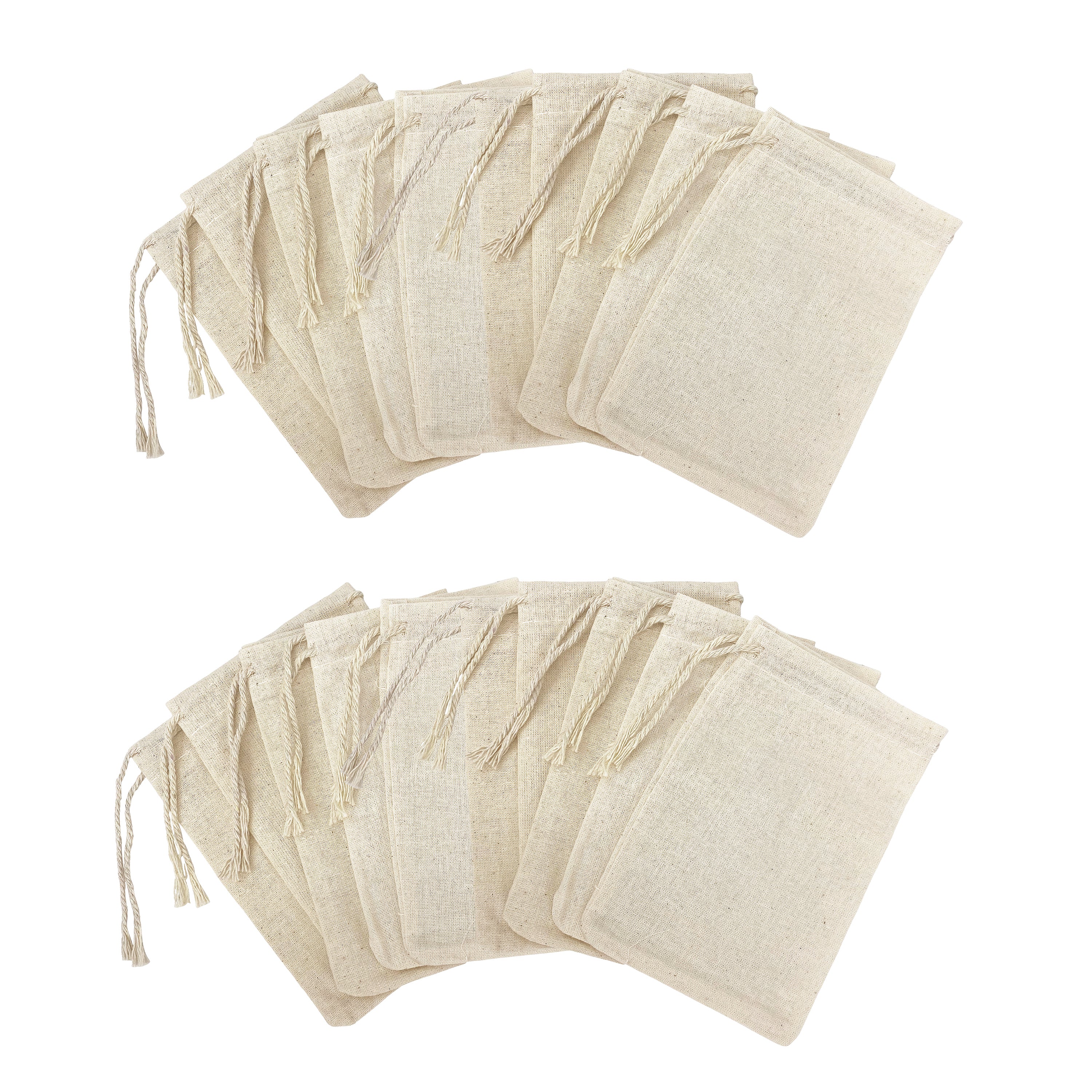 Mandala Crafts Cotton Muslin Bags with Drawstring - Natural Cotton Drawstring Bags - Unbleached Cloth Sachet Bags Empty Drawstring Pouch Set for Favor Gift