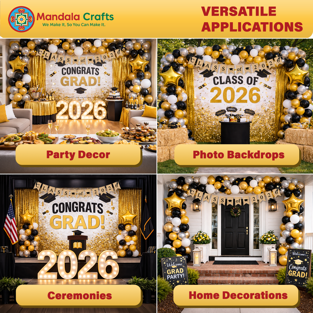Mandala Crafts Burlap Congratulations Graduate Banner, Rustic Congrats Grad Sign, Indoor and Outdoor Graduation Party Bunting Hanging Garland for Class of 2026