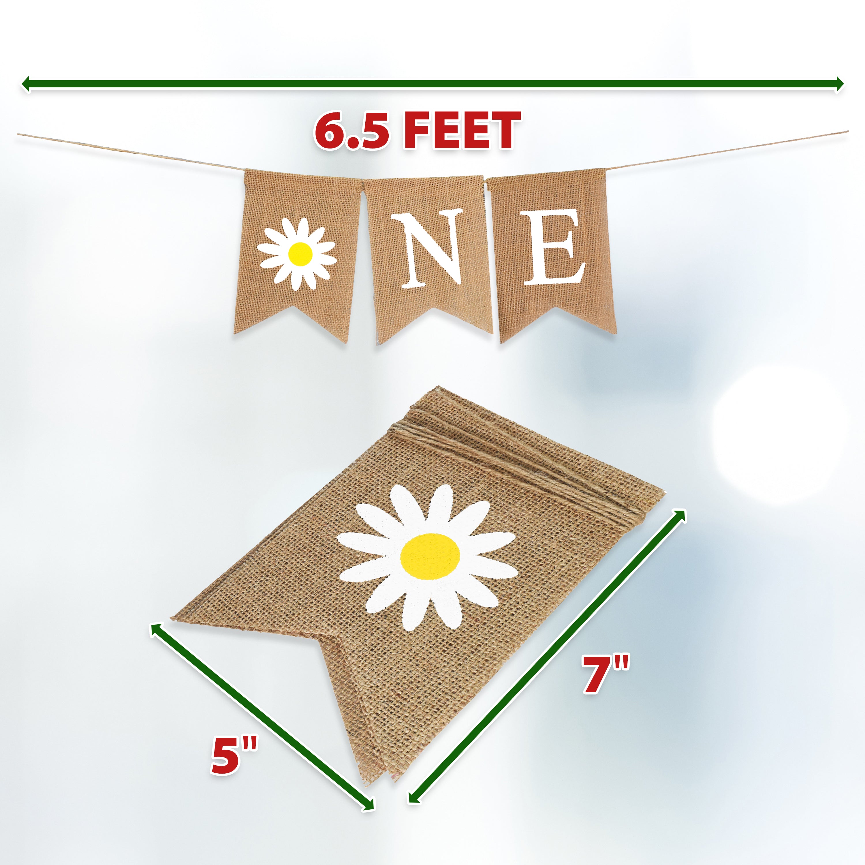 Mandala Crafts Burlap Daisy Baby 1st Birthday Banner for Highchair Nursery First Birthday Decorations for Girl Boy Daisy Birthday Decorations