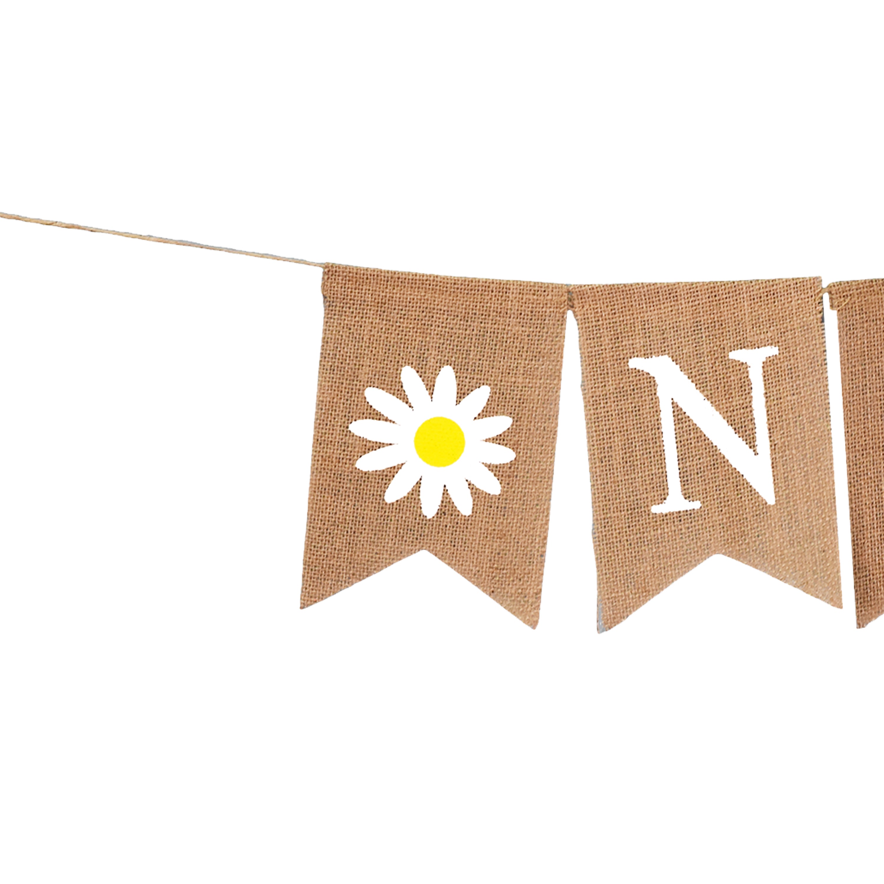 Mandala Crafts Burlap Daisy Baby 1st Birthday Banner for Highchair Nursery First Birthday Decorations for Girl Boy Daisy Birthday Decorations