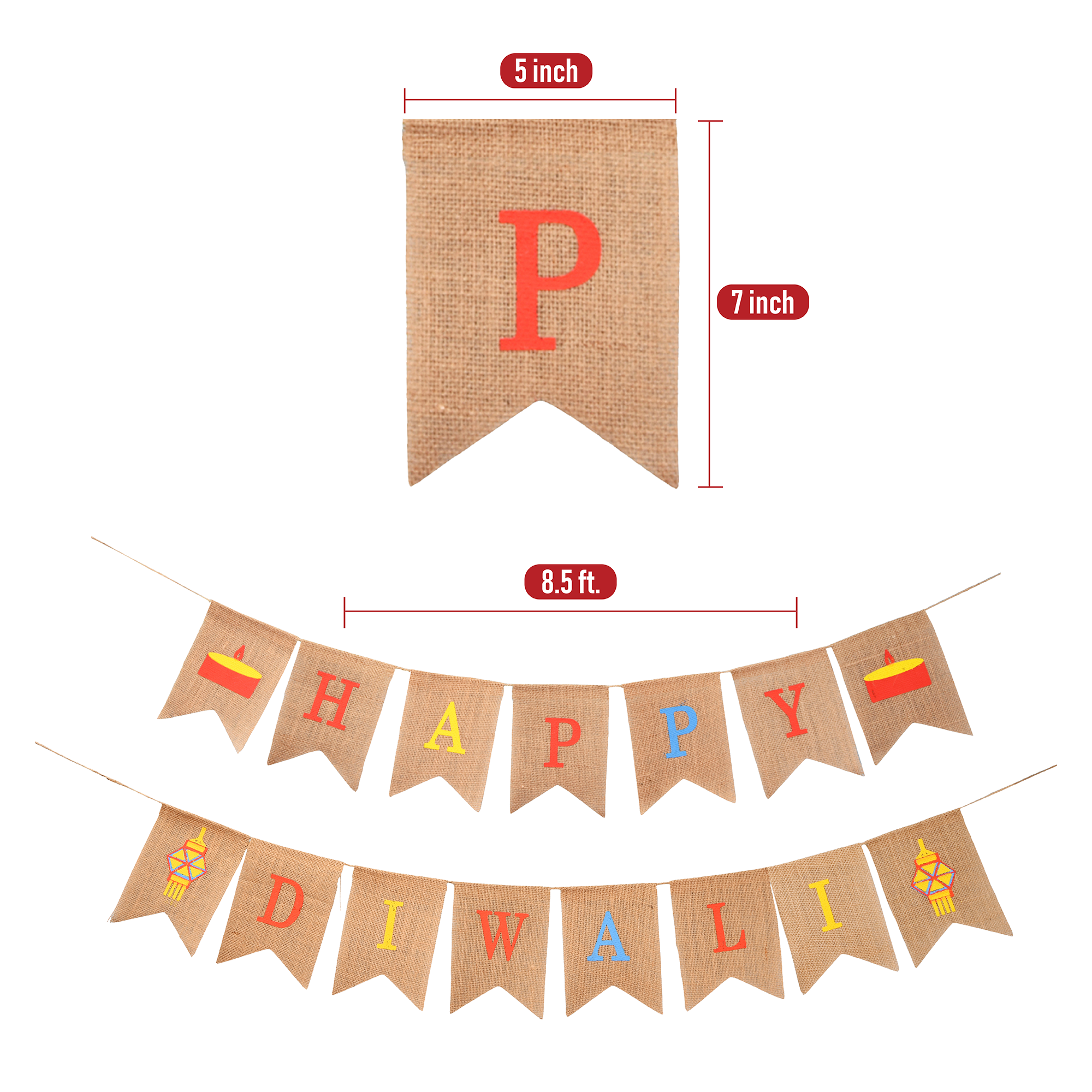 Mandala Crafts Burlap Happy Diwali Banner Decoration - Happy Diwali Decorations for House - Indian Diwali Festival of Lights Happy Diwali Sign Bunting Garland for Indoor Outdoor Diwali Party Decorations
