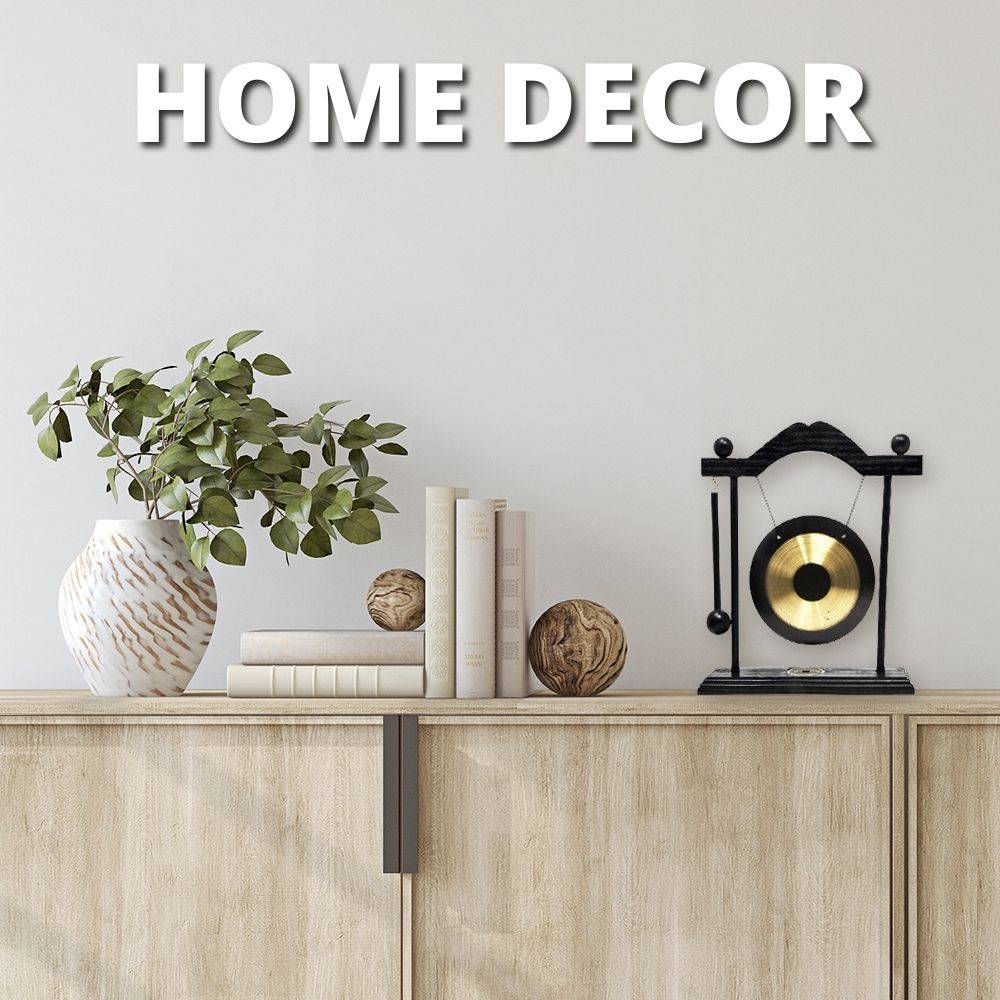 Mandala Crafts Chinese Gong - Mini Gong with Stand - Zen Art Brass Feng Shui Desktop Gong with Stand Asian Gong Bell for Home Decoration Chau Gong