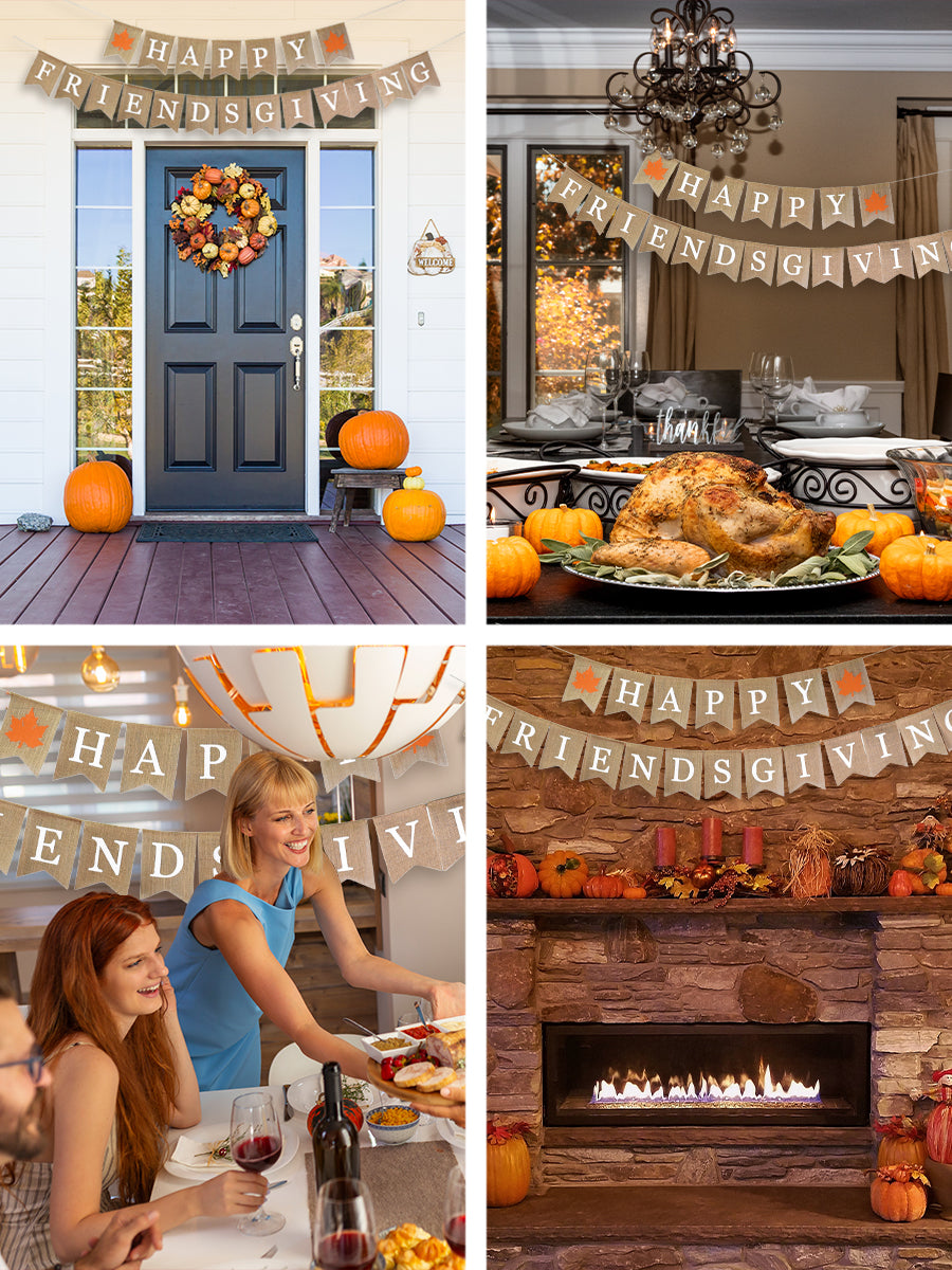 Mandala Crafts Happy Friendsgiving Banner Burlap Garland for Friendsgiving Party Decorations, Friendsgiving Backdrop, Friends Thanksgiving Decorations