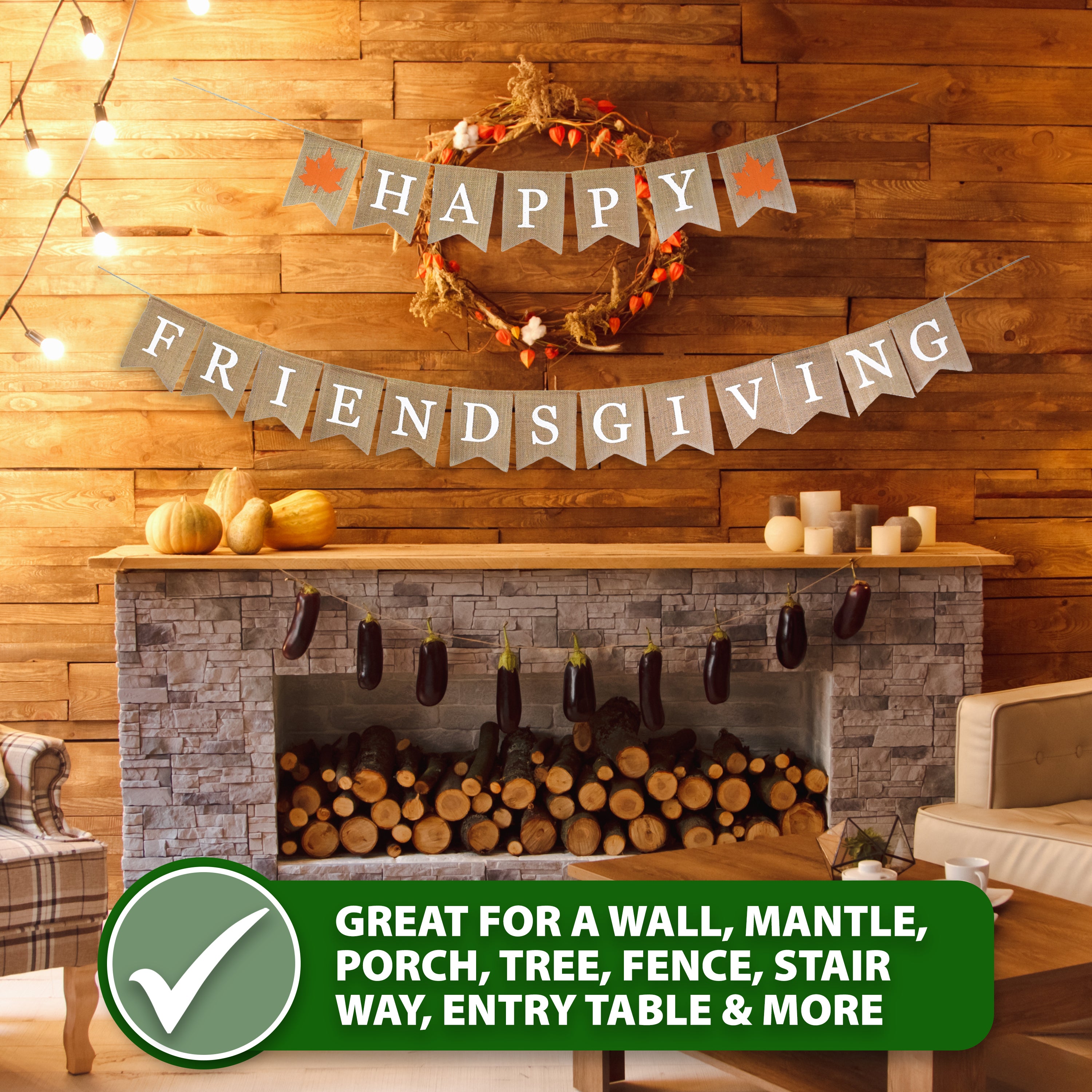 Mandala Crafts Happy Friendsgiving Banner Burlap Garland for Friendsgiving Party Decorations, Friendsgiving Backdrop, Friends Thanksgiving Decorations