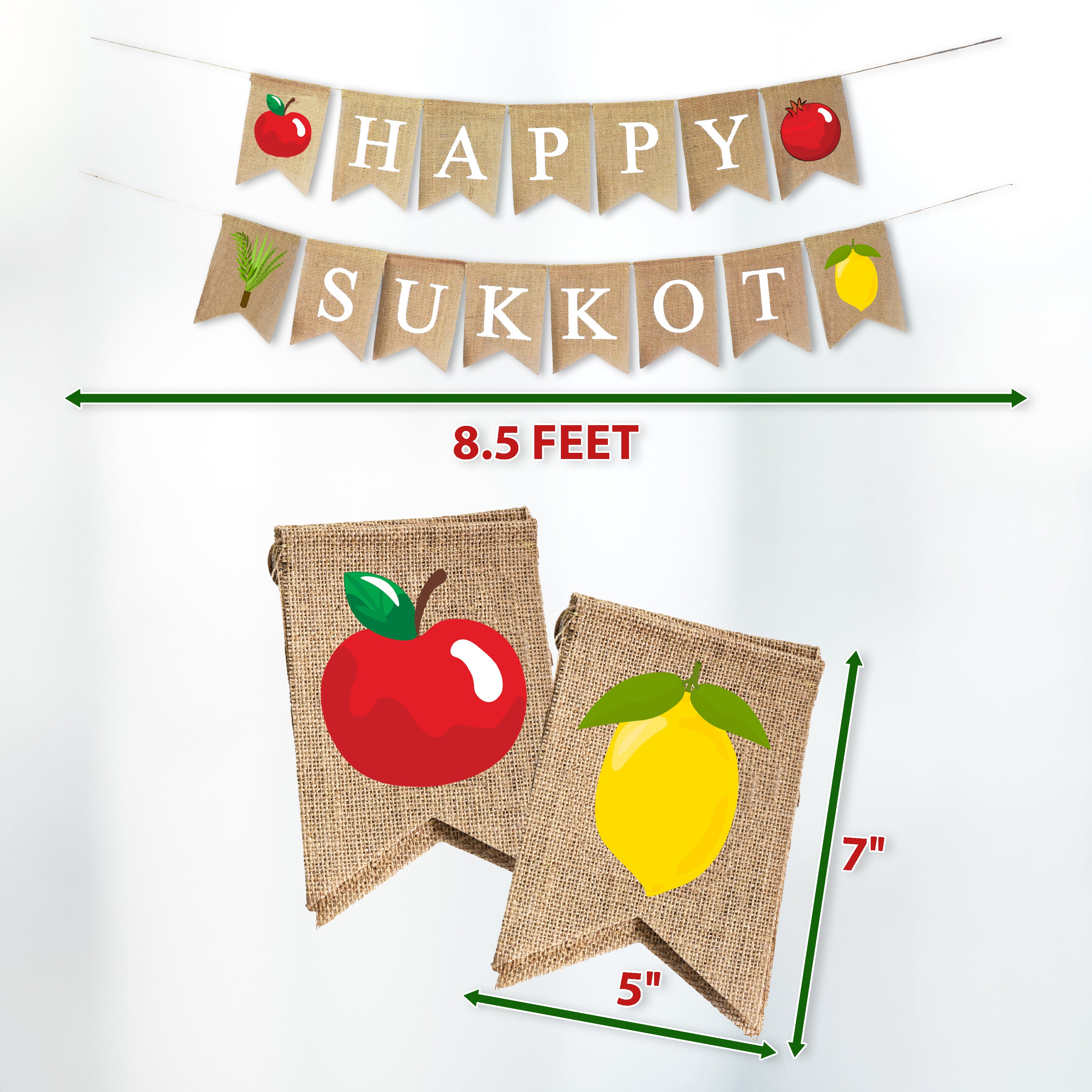 Mandala Crafts Happy Sukkot Banner for Sukkot Decorations Outdoor Indoor Burlap Sukkot Flag – Jute Jewish Holiday Party Bunting Sign for Sukkah Decoration