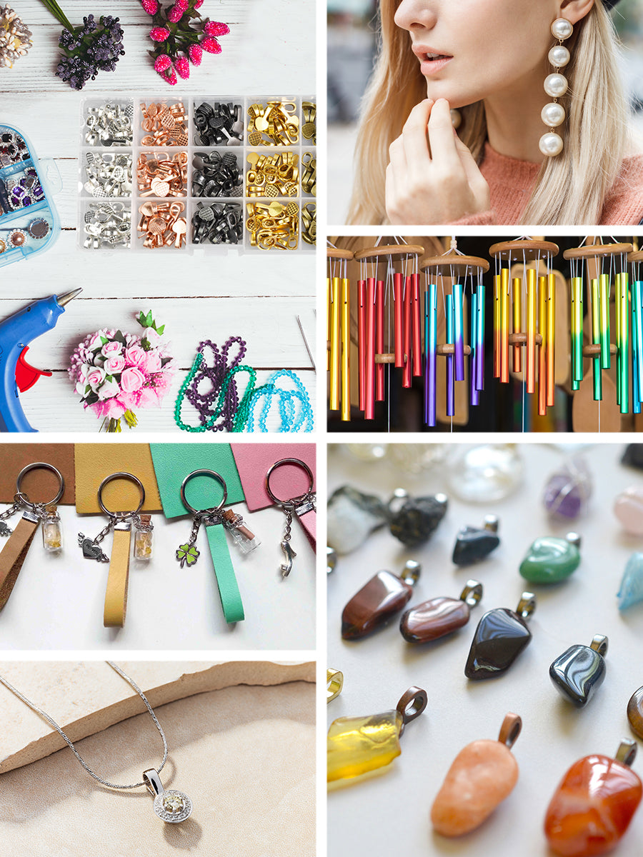 Mandala Crafts Assorted Pendant Bails for Jewelry Making Bulk - Flat Jewelry Bails Glue on Bails for Ornaments - Heart Bail Pendant Bales for Necklaces Earrings Charms