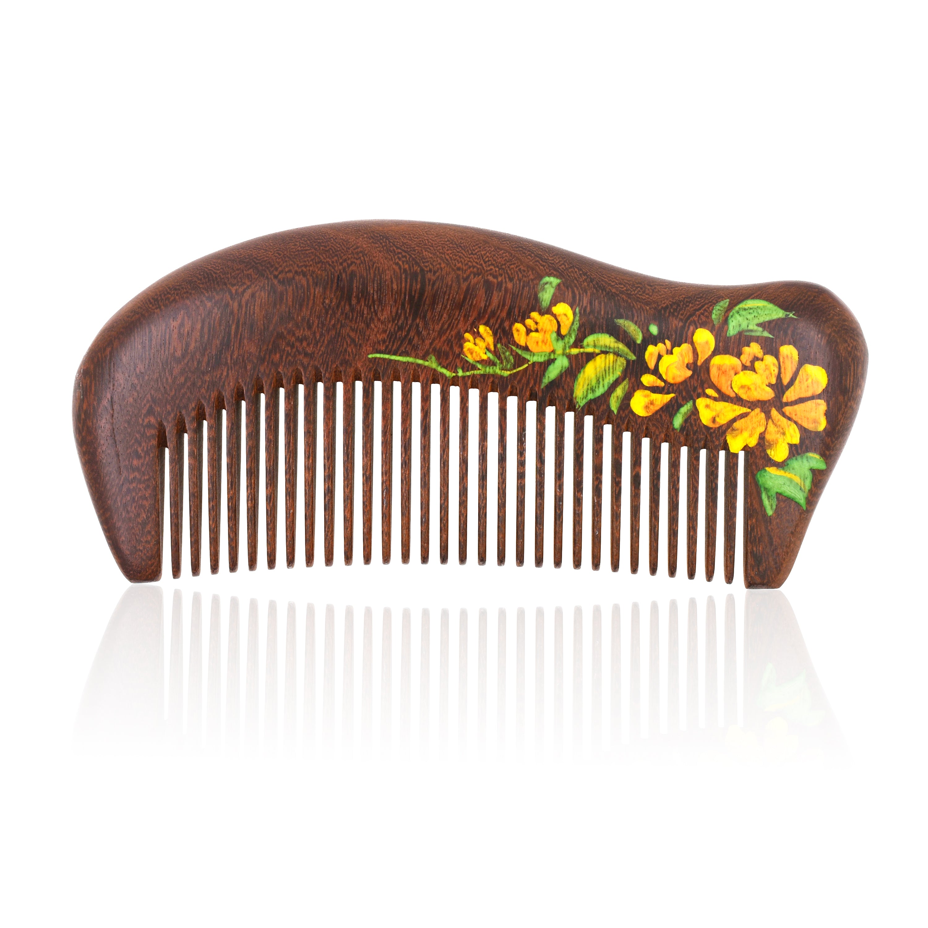 Wide Tooth Wooden Comb Handmade - Anti-Static Detangling Comb for Curls OneDor Handmade 100% Natural Green Sandalwood Wide Tooth  main image 3