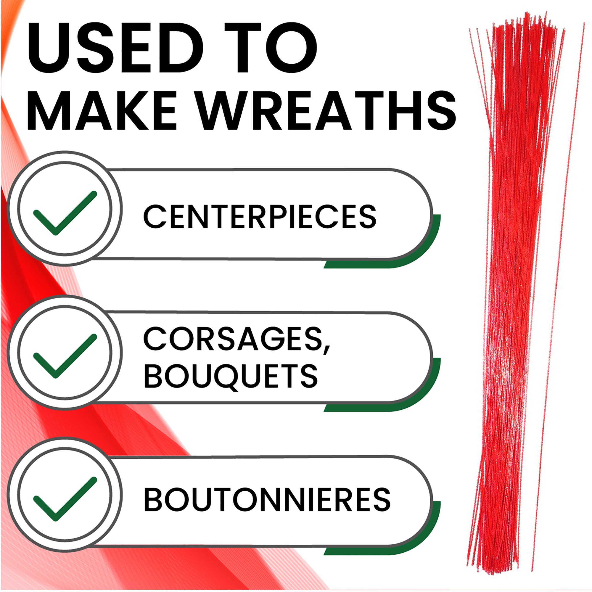 Mandala Crafts 100 PCs Floral Wire Stems - Flower Wire for Crafts Flower Arrangement - 16 Inches Florist Wire for Floral Stems 18 Gauge Floral Wire