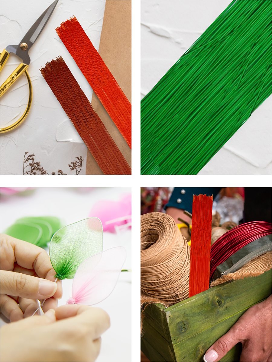 Mandala Crafts 100 PCs Floral Wire Stems - Flower Wire for Crafts Flower Arrangement - 16 Inches Florist Wire for Floral Stems 18 Gauge Floral Wire