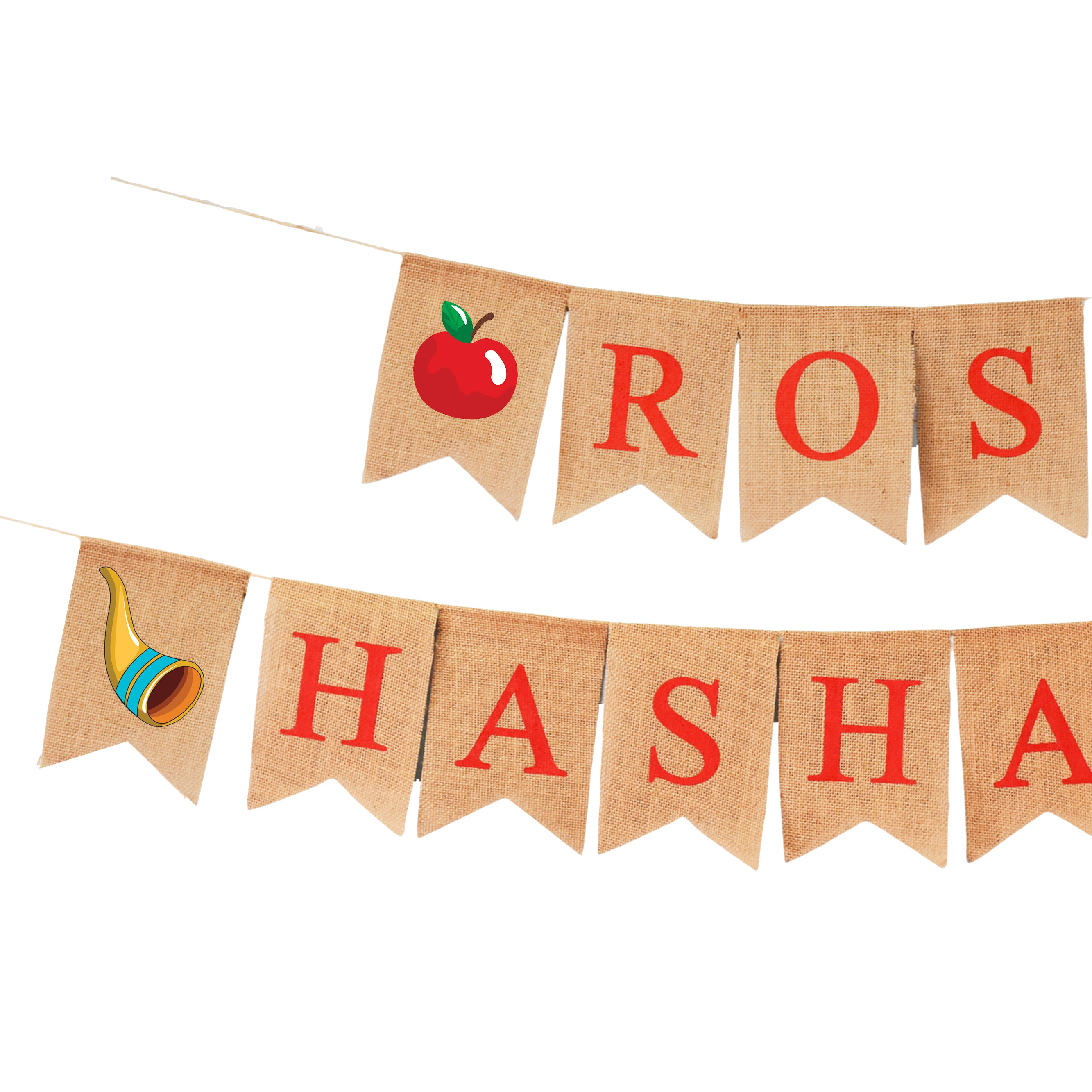 Mandala Crafts Burlap Rosh Hashanah Banner for Rosh Hashanah Decorations - Yom Teruah Shana Tova Garland High Holy Days Jewish New Year Decor