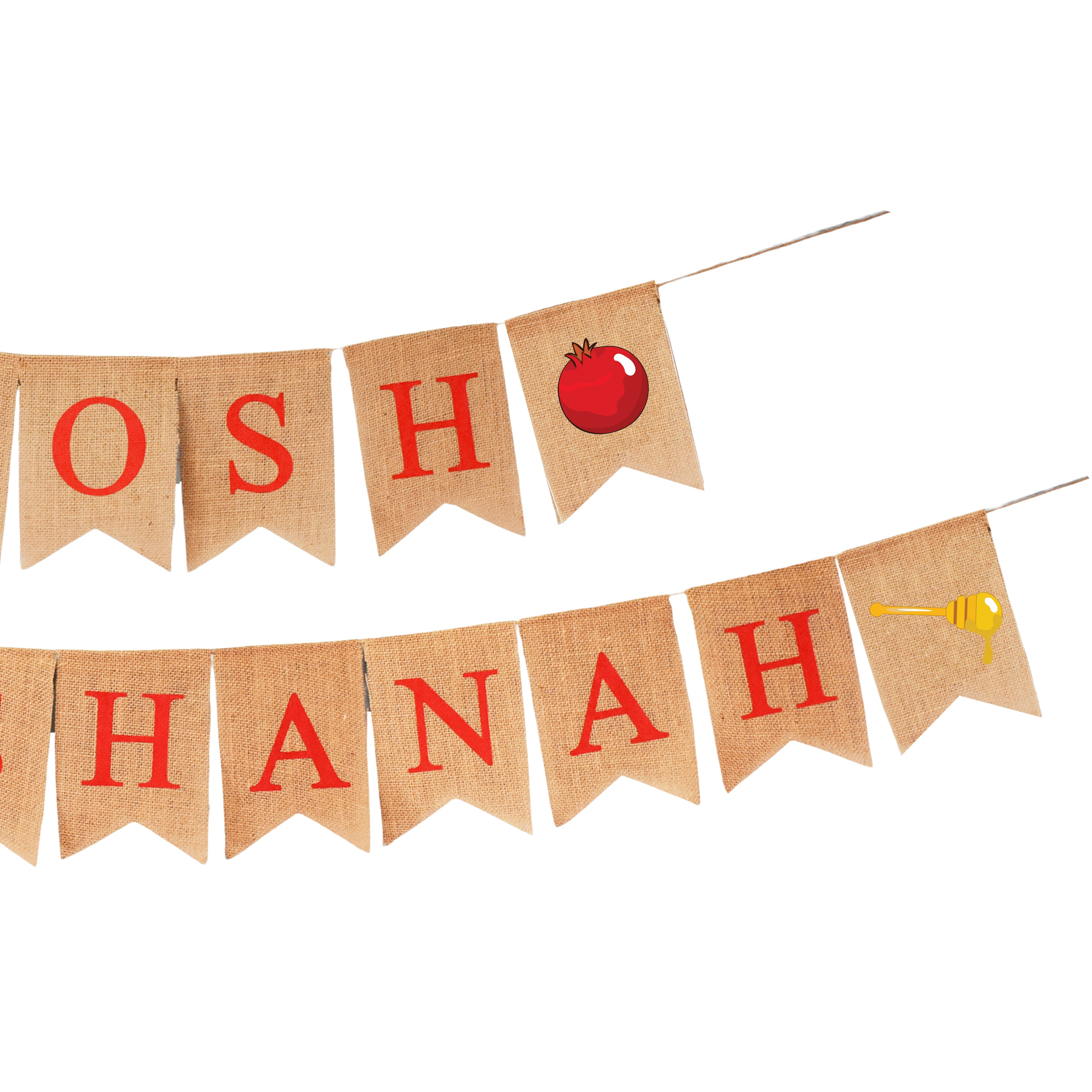 Mandala Crafts Burlap Rosh Hashanah Banner for Rosh Hashanah Decorations - Yom Teruah Shana Tova Garland High Holy Days Jewish New Year Decor