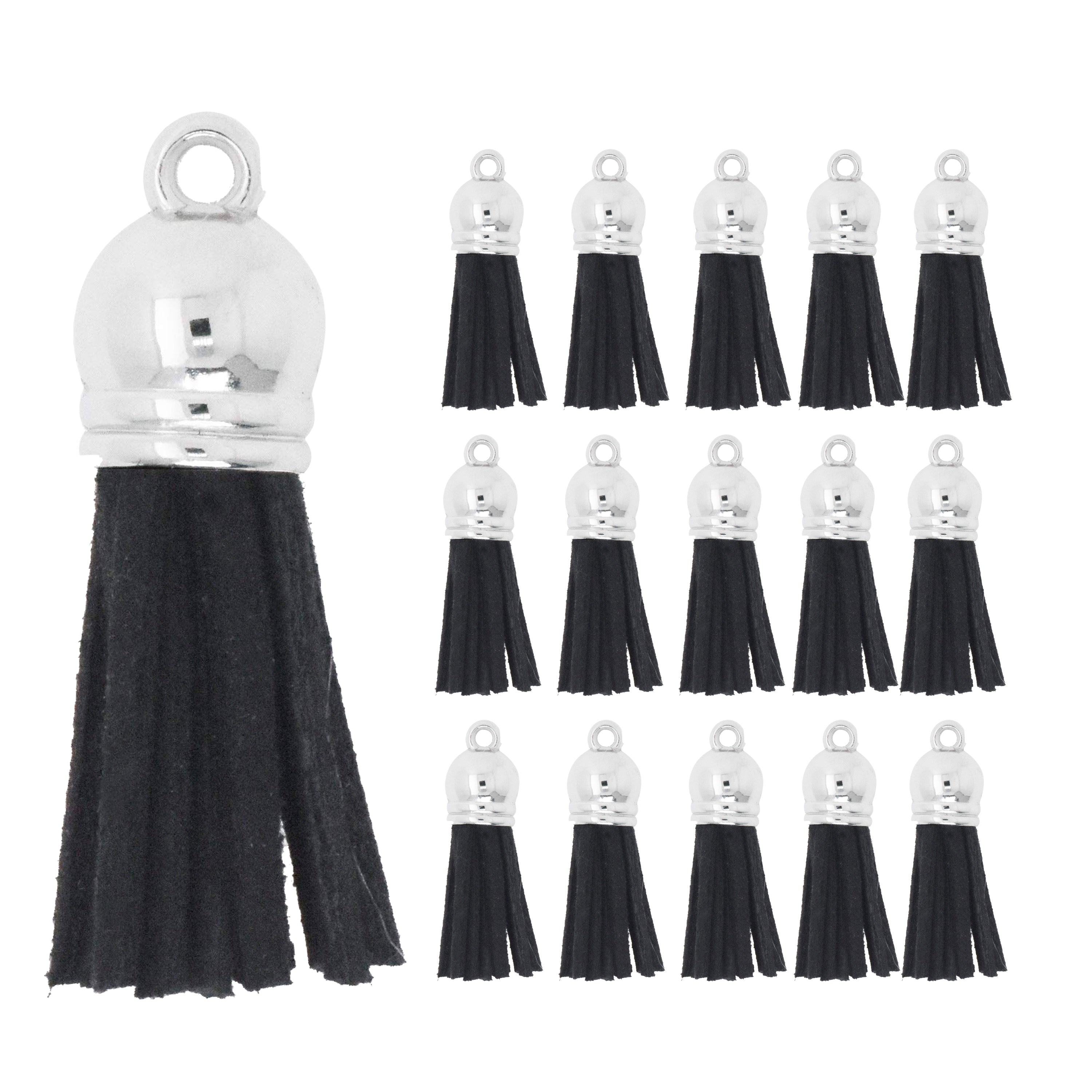 Mandala Crafts Faux Leather Suede Tassel with Loop for Keychains, Jewelry Making, Bookmarks, Books, Gifts, Pillows